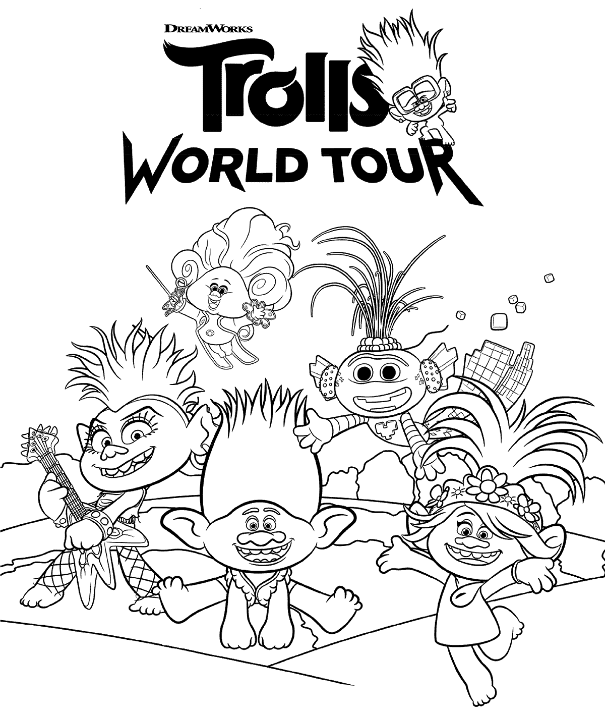 DreamWorks Trolls 2 World Tour Coloring Page