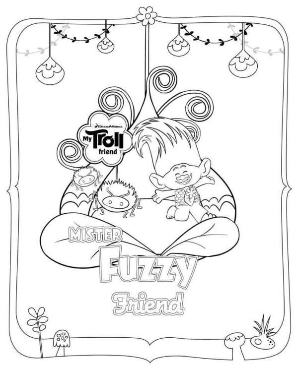 Dreamworks Trolls Fuzzy Coloring Page