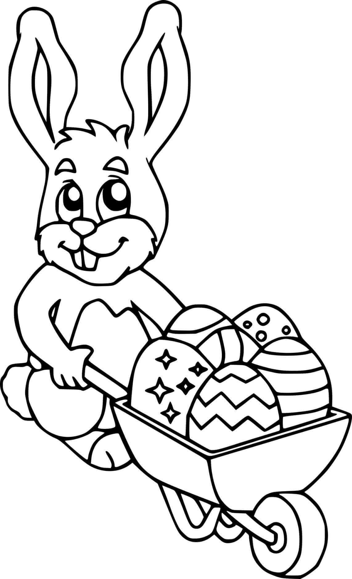 Easter Bunny Transports Eggs With A Wheelbarrow