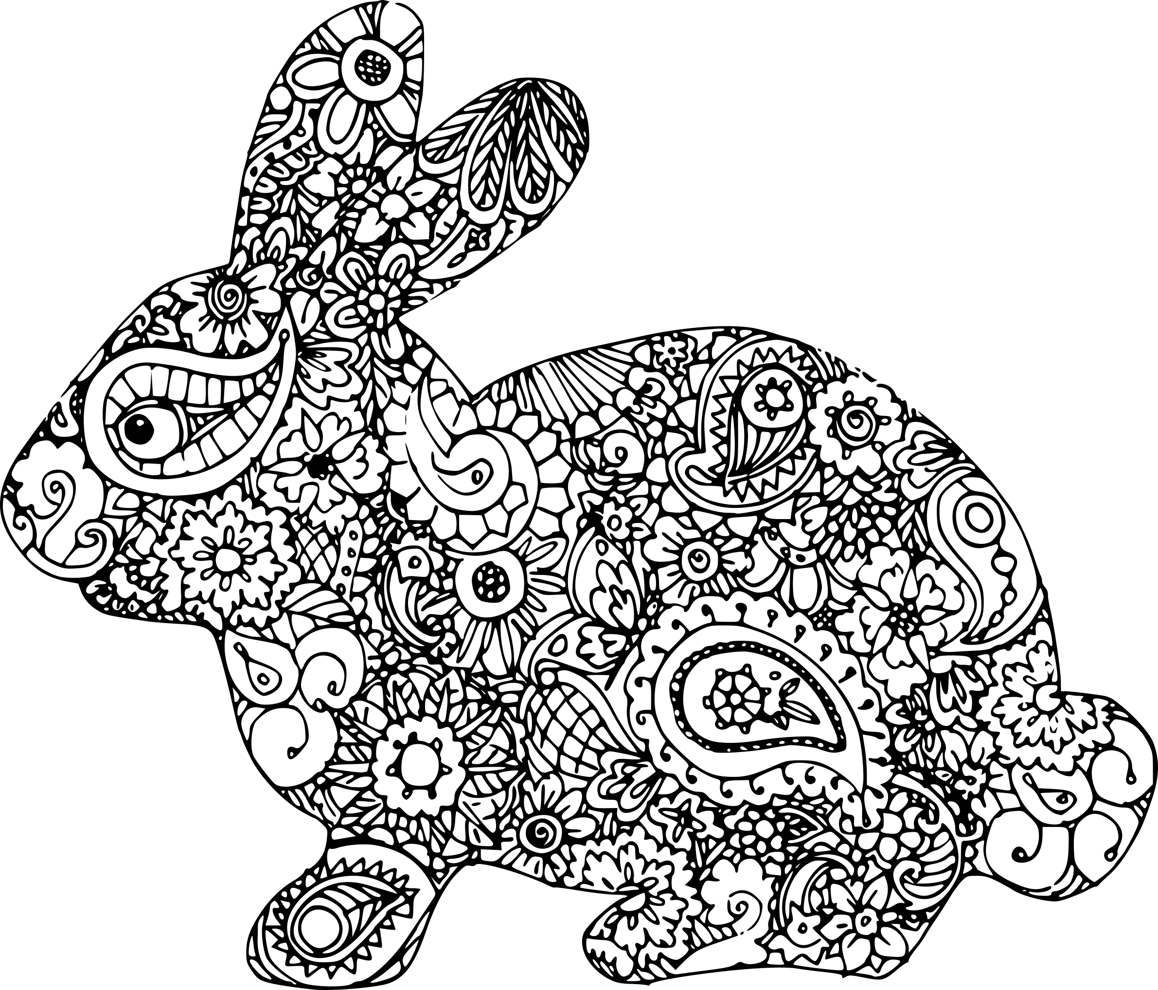 Easter Bunny Adult Difficult Coloring Page