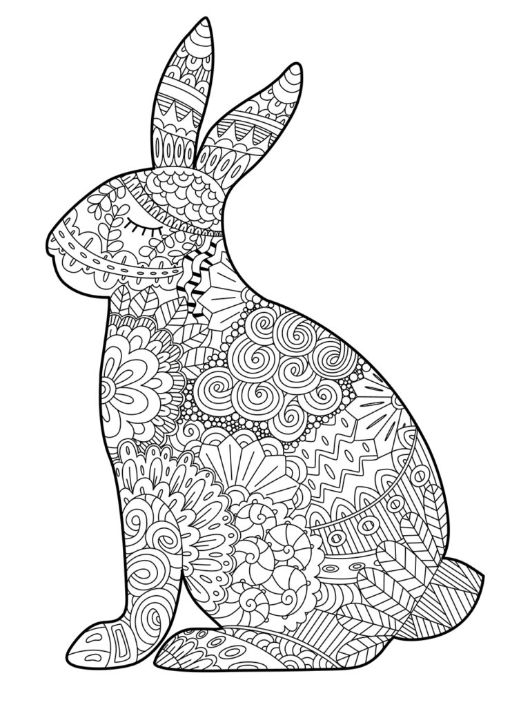 Easter Bunny Adult Zentangle Coloring Page