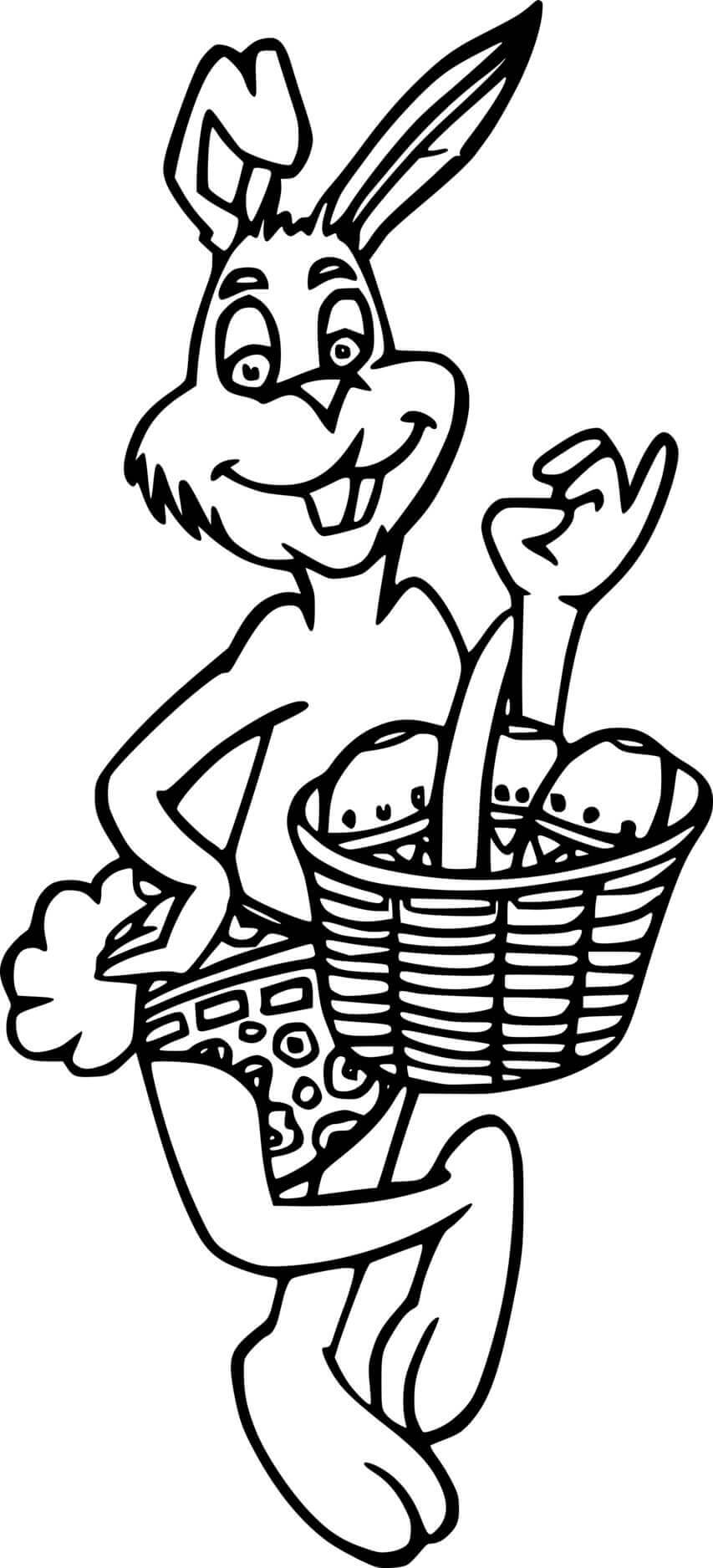 Easter Bunny In A Funny Pants Coloring Page
