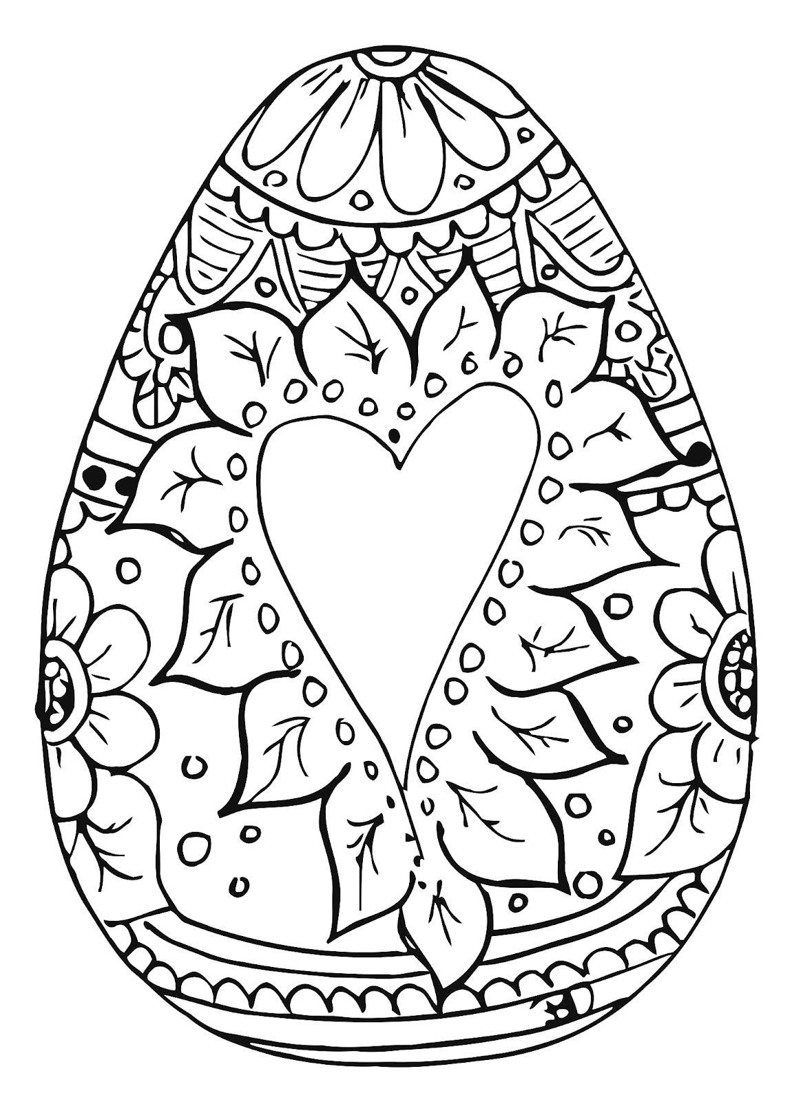 Easter Egg With Heart For Adult Coloring Pages   Coloring Cool