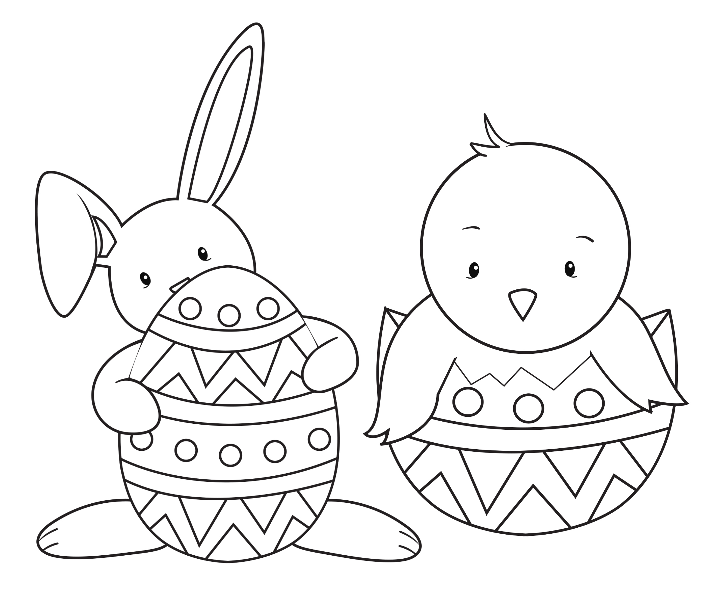 Easter Animals For Kids Friends Coloring Page