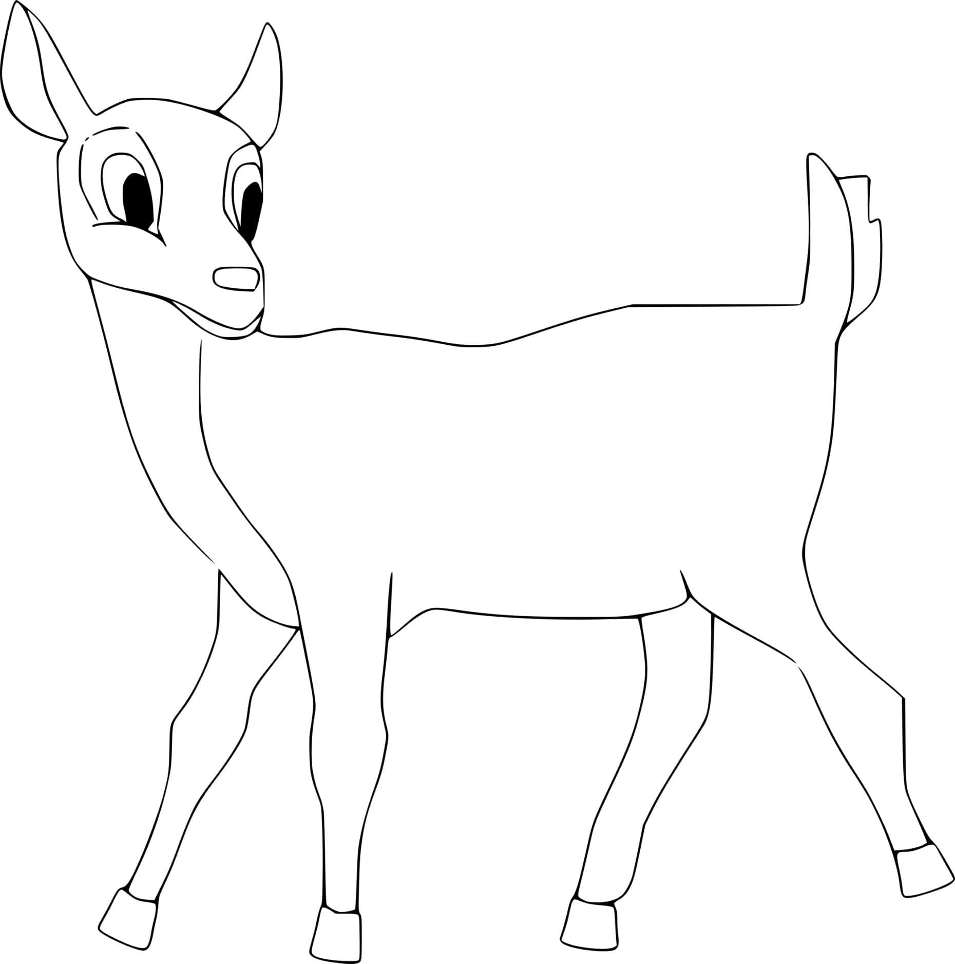 Easy Funny Deer Coloring Page