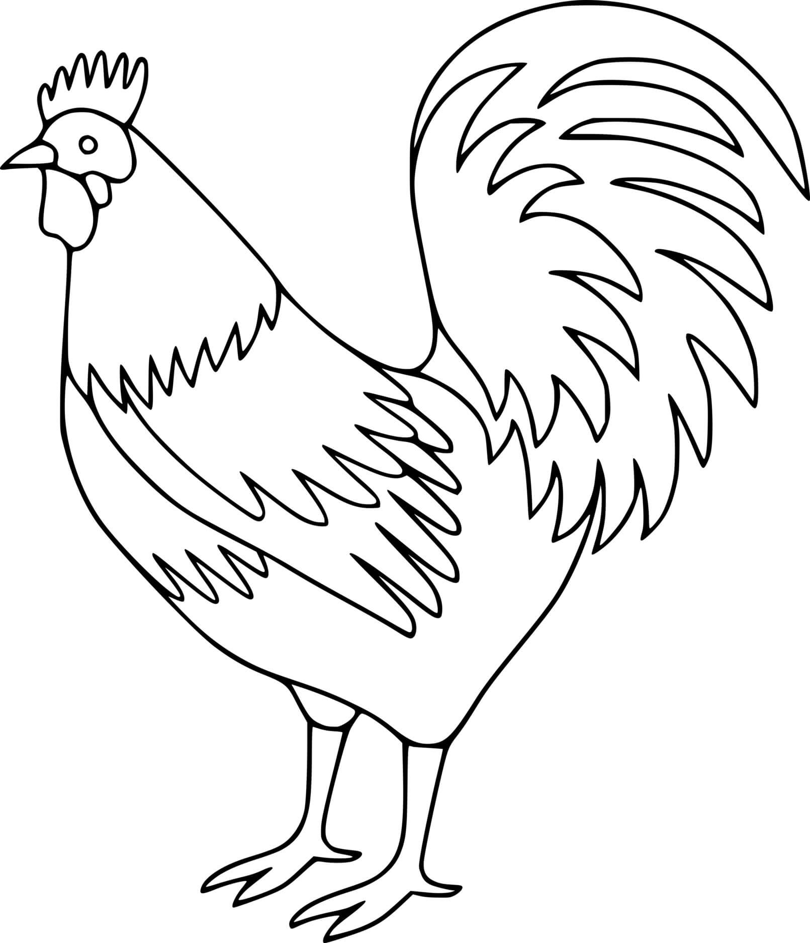 Easy Little Rooster Coloring Page