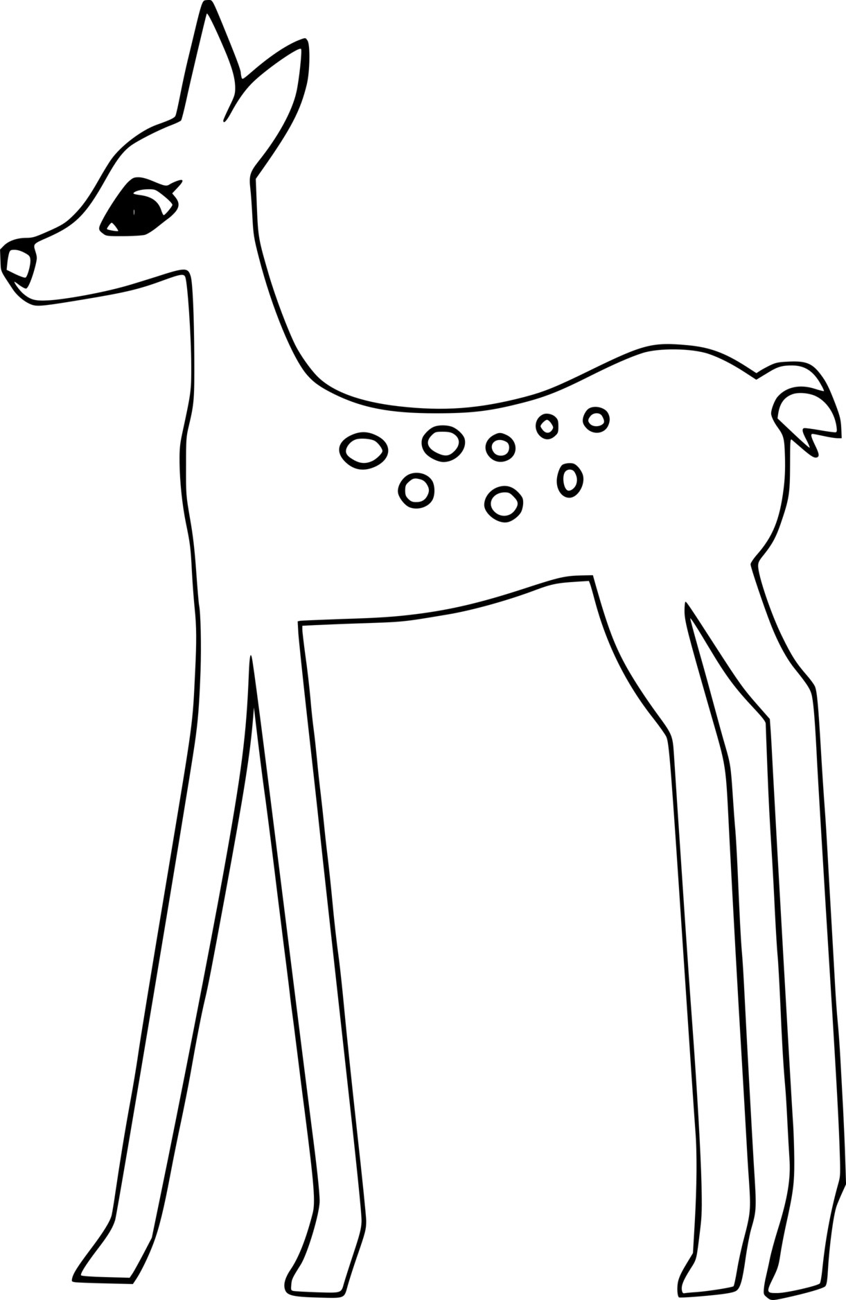 Easy Little Spotted Deer Coloring Page