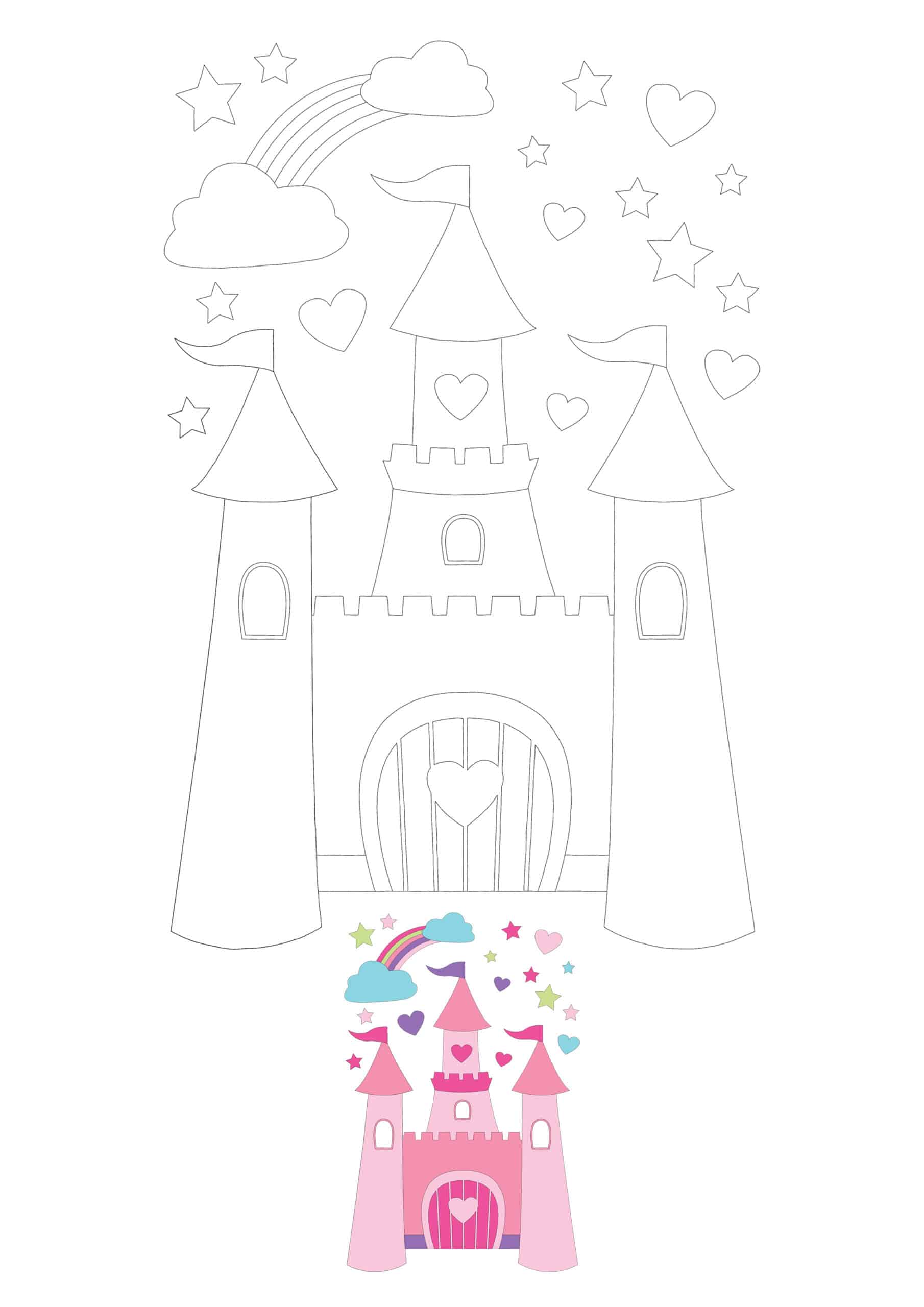 Easy Princess Castle Coloring Pages   Coloring Cool