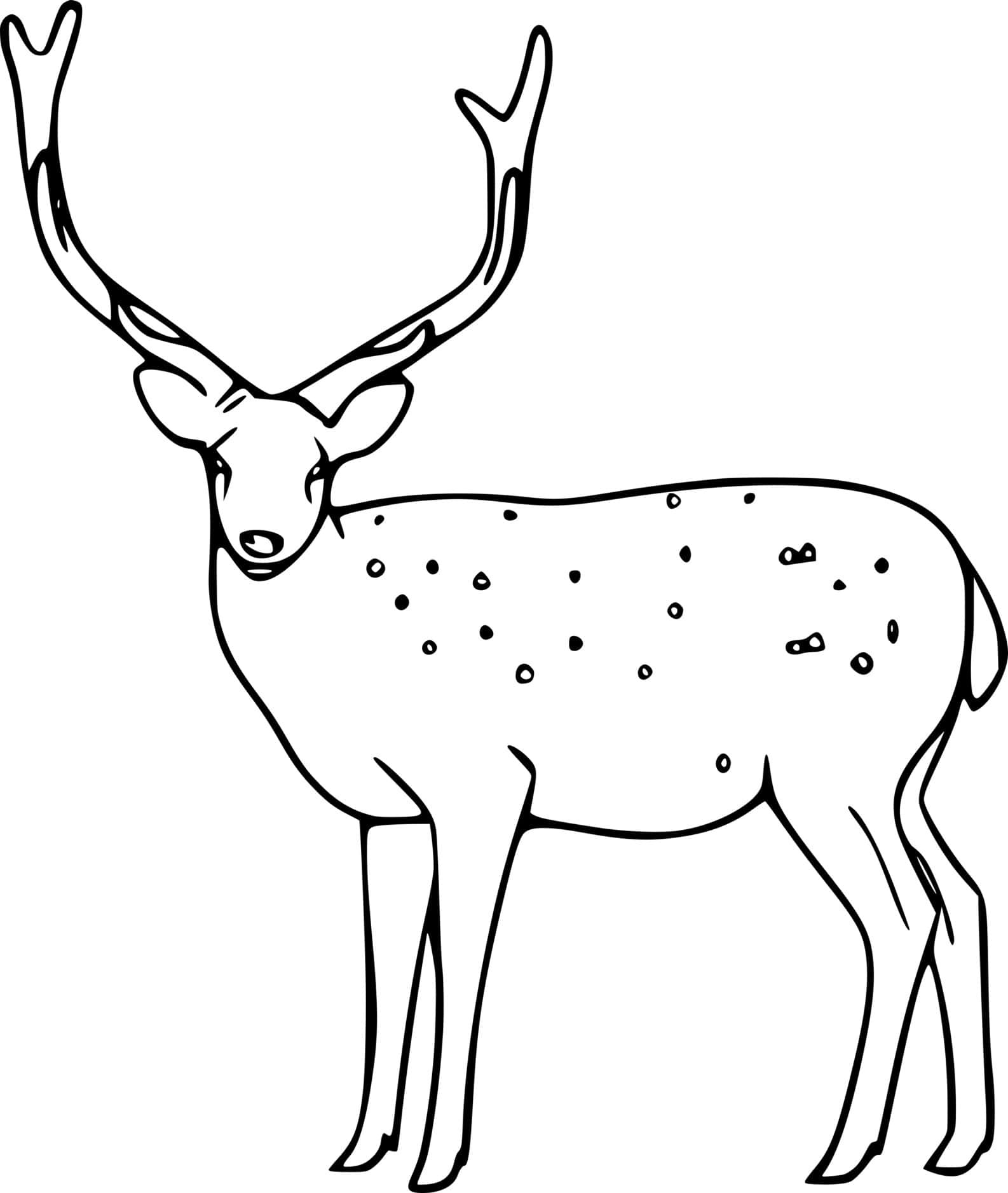 Easy Sika Deer Coloring Page