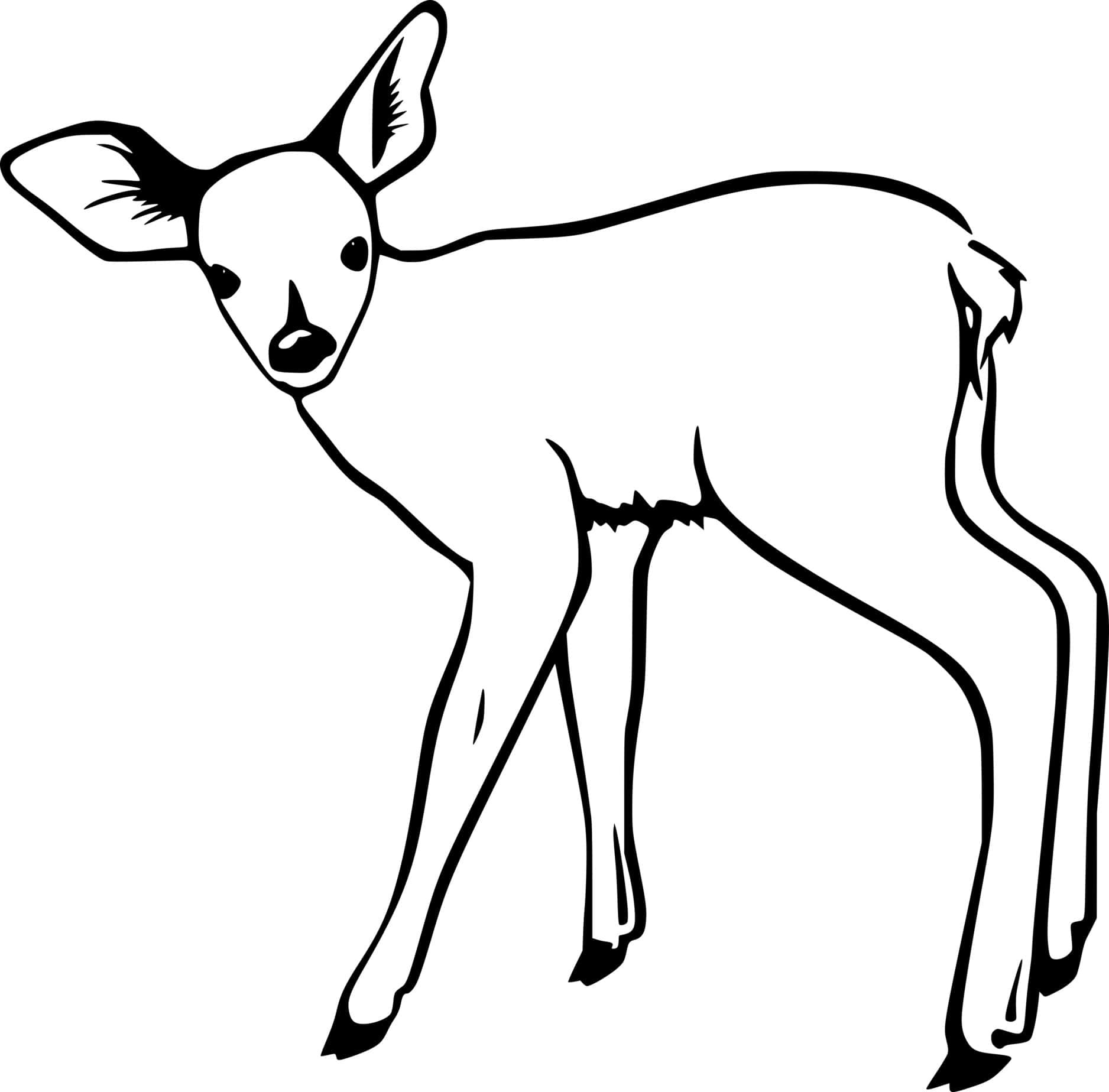 Easy Walking Deer Coloring Page