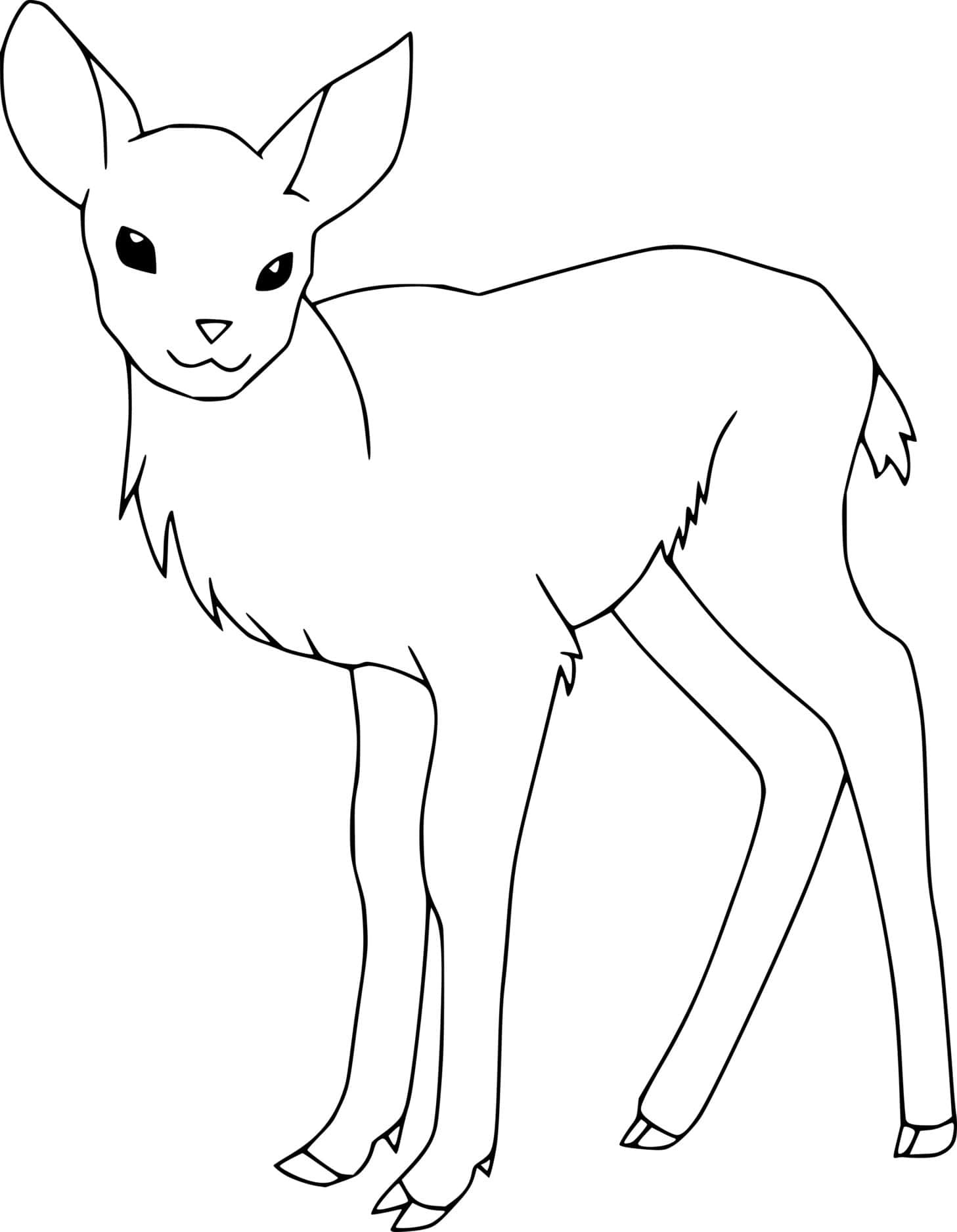 Easy Young Deer Coloring Page