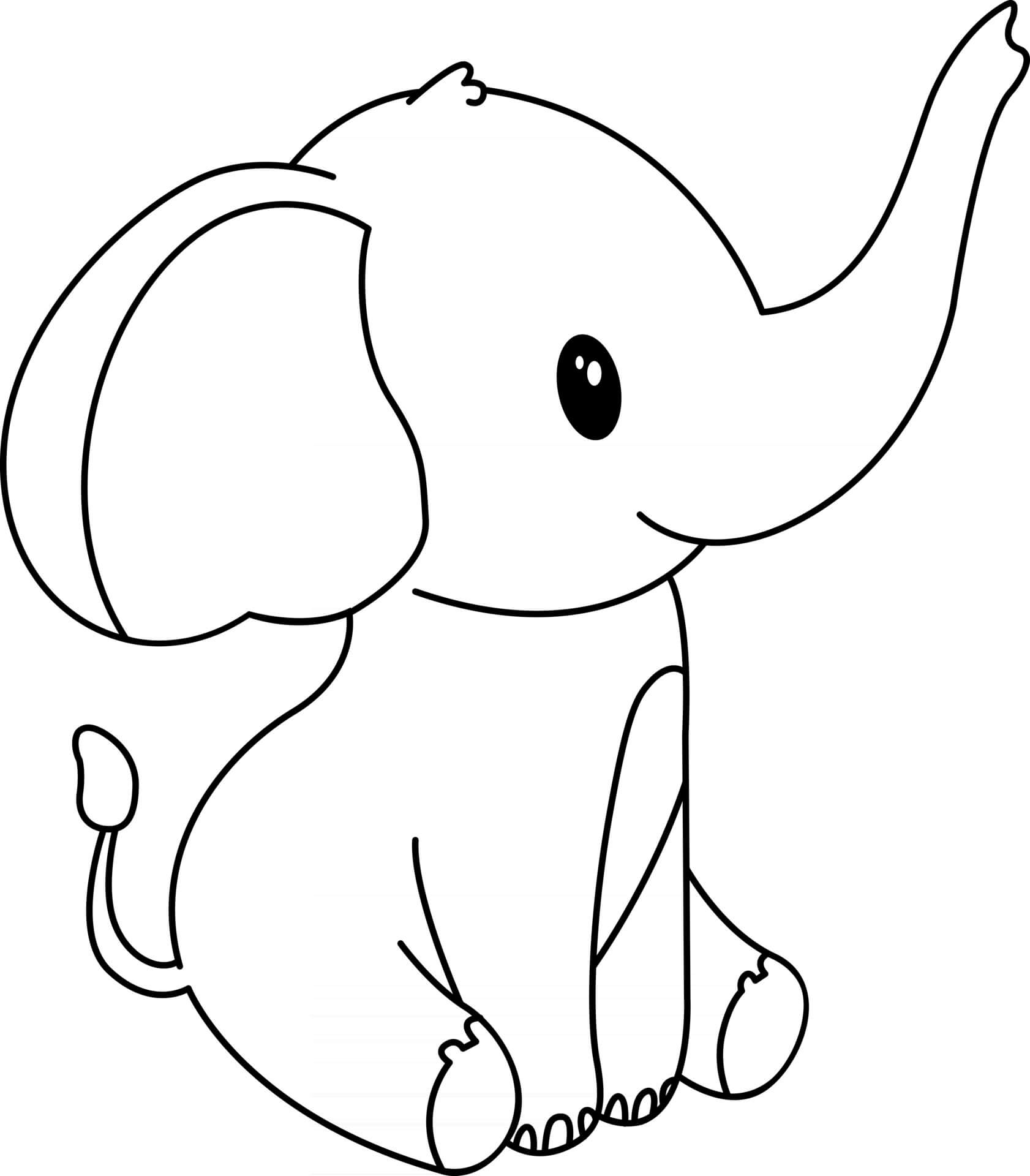 Elephant Cute Animal Coloring Pages   Coloring Cool