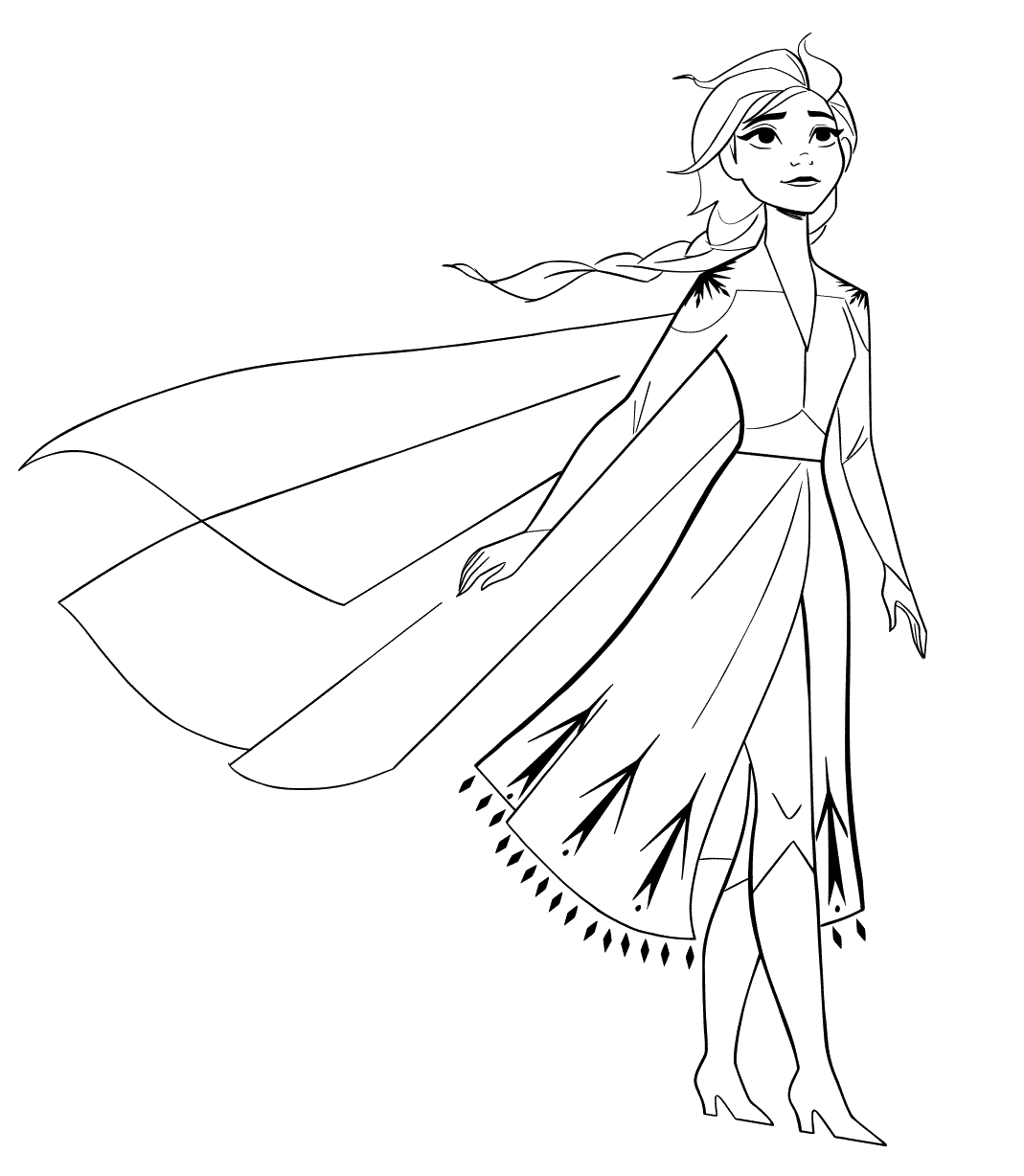Elsa From New Frozen 2 To Color Coloring Page