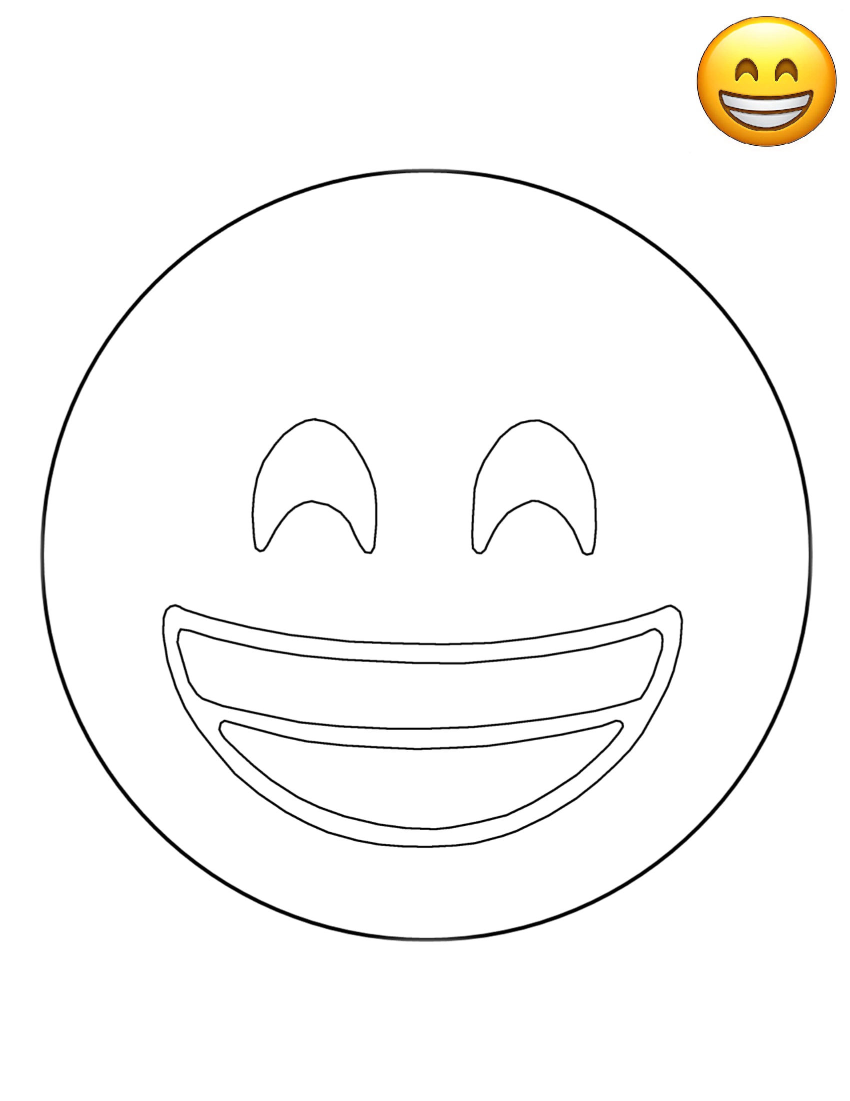 Emoji Grinning Smile Free Sheets Coloring Page