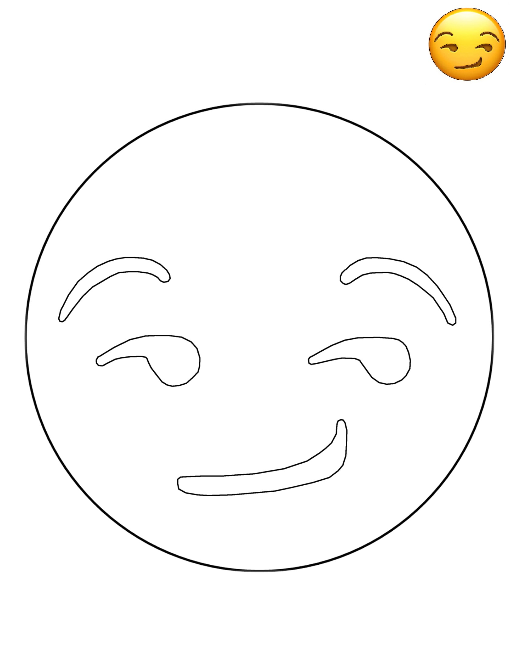 Emoji Smirk Free Sheets Coloring Page