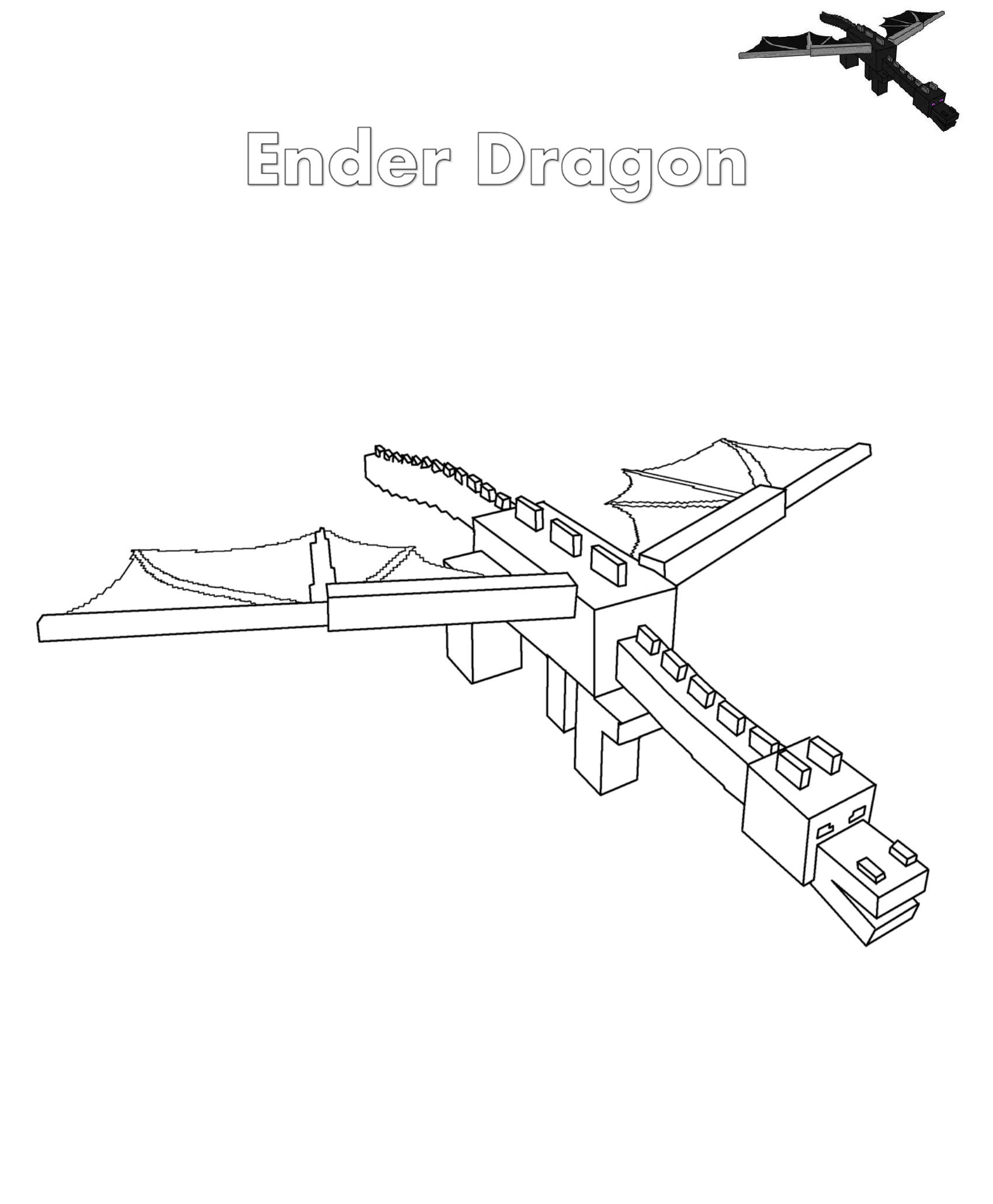 Ender Dragon Minecraft Coloring Page
