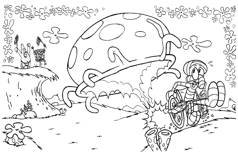 Escaping From Jellyfish Coloring Page