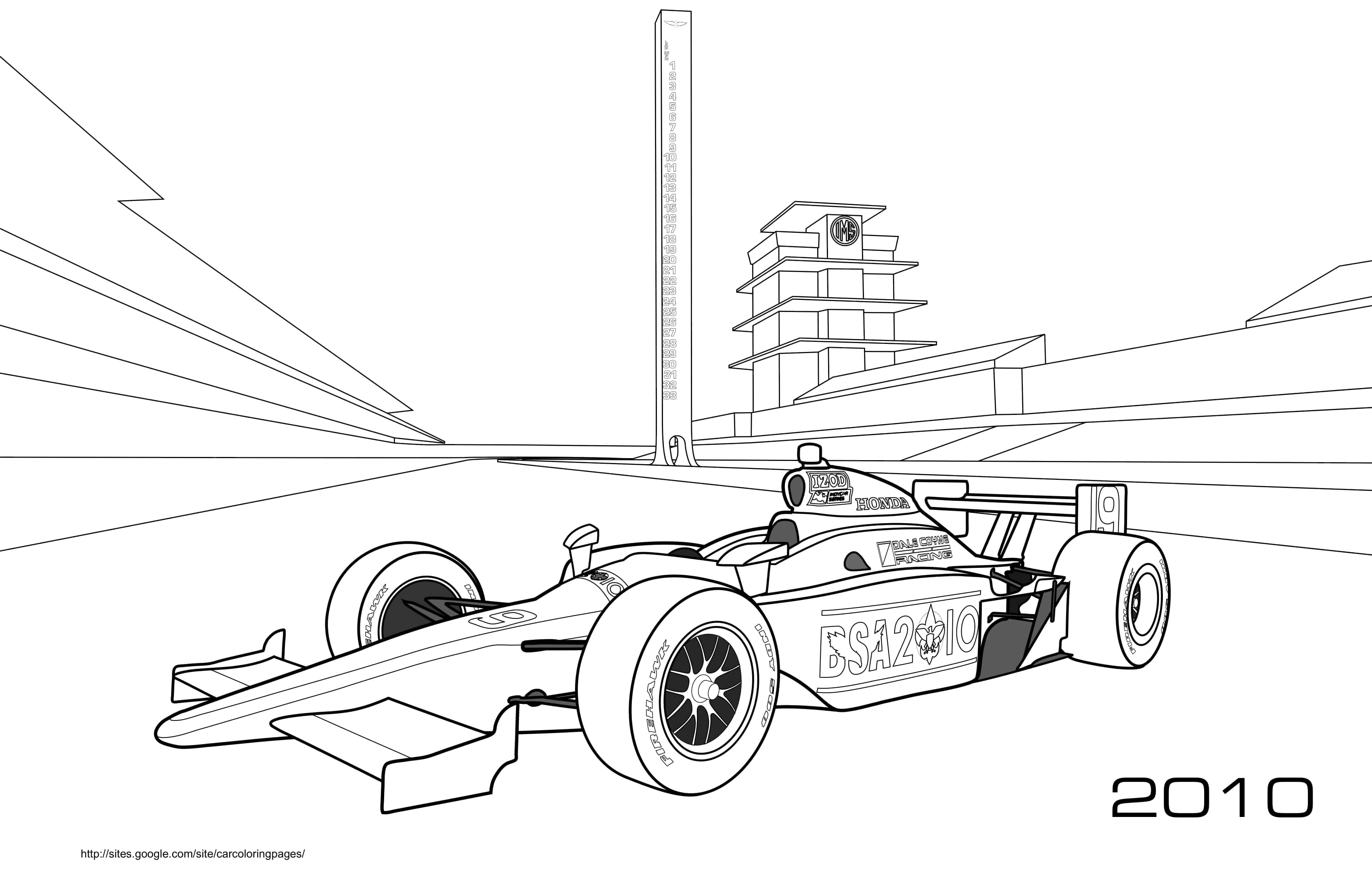 F1 Honda Bsa 2010 Coloring Page