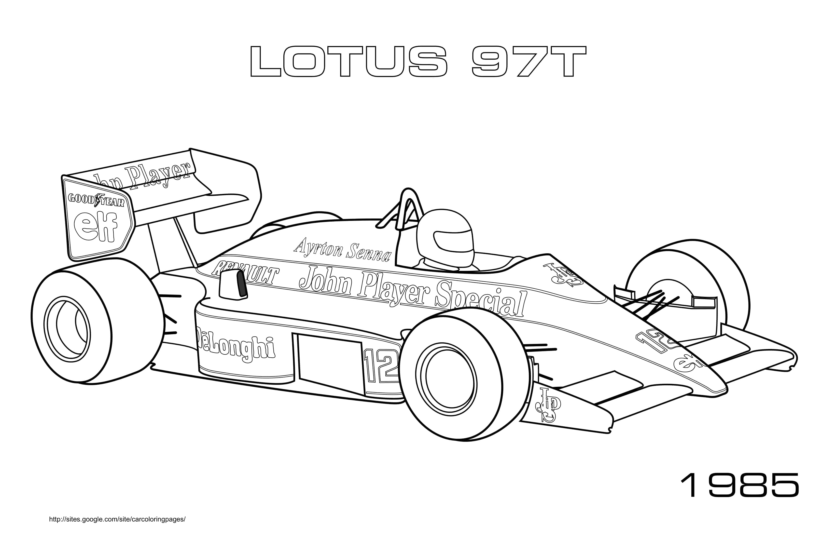 F1 Lotus 97t 1985 Coloring Page