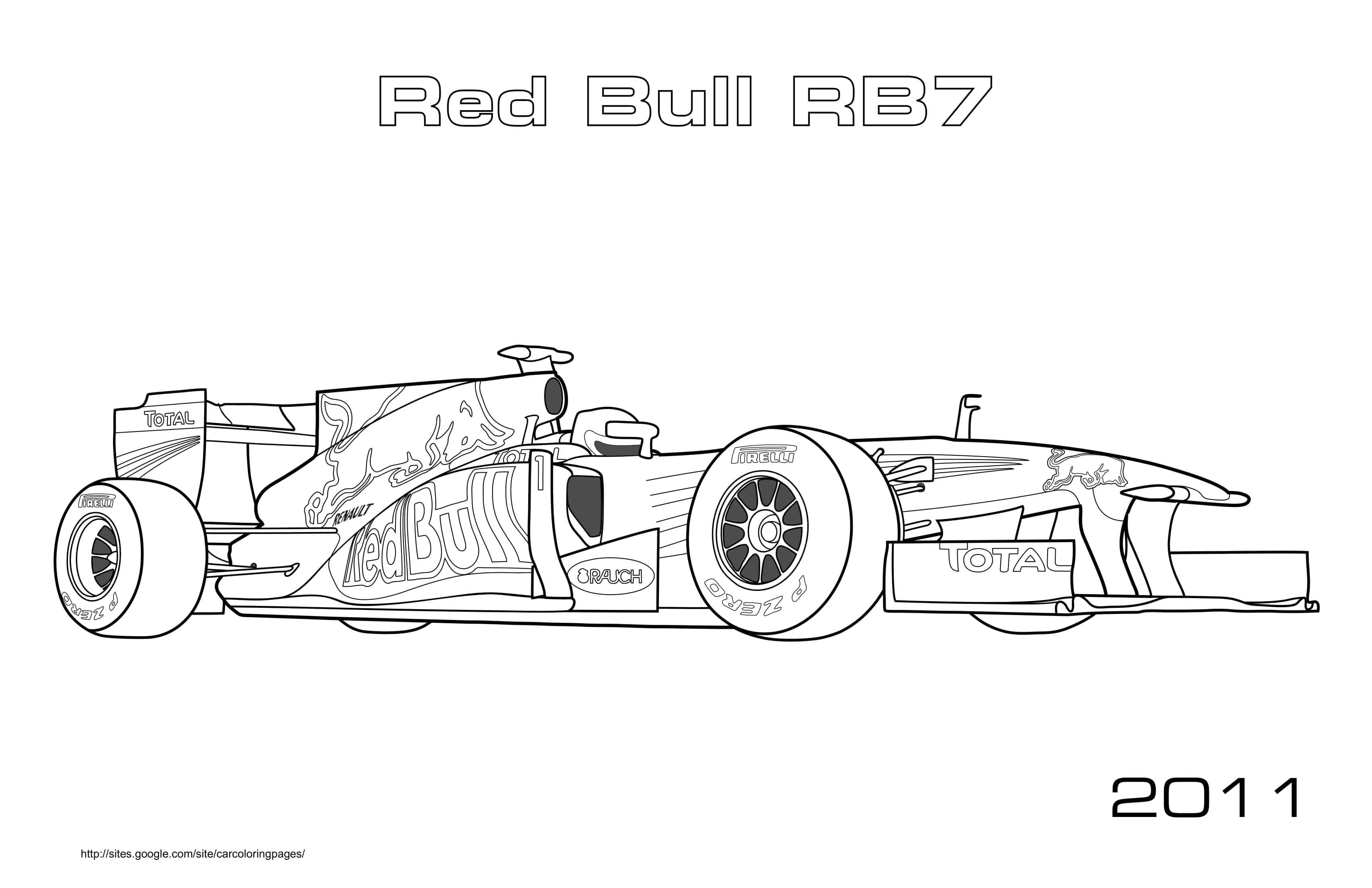 F1 Red Bull Rb7 2011 Coloring Page