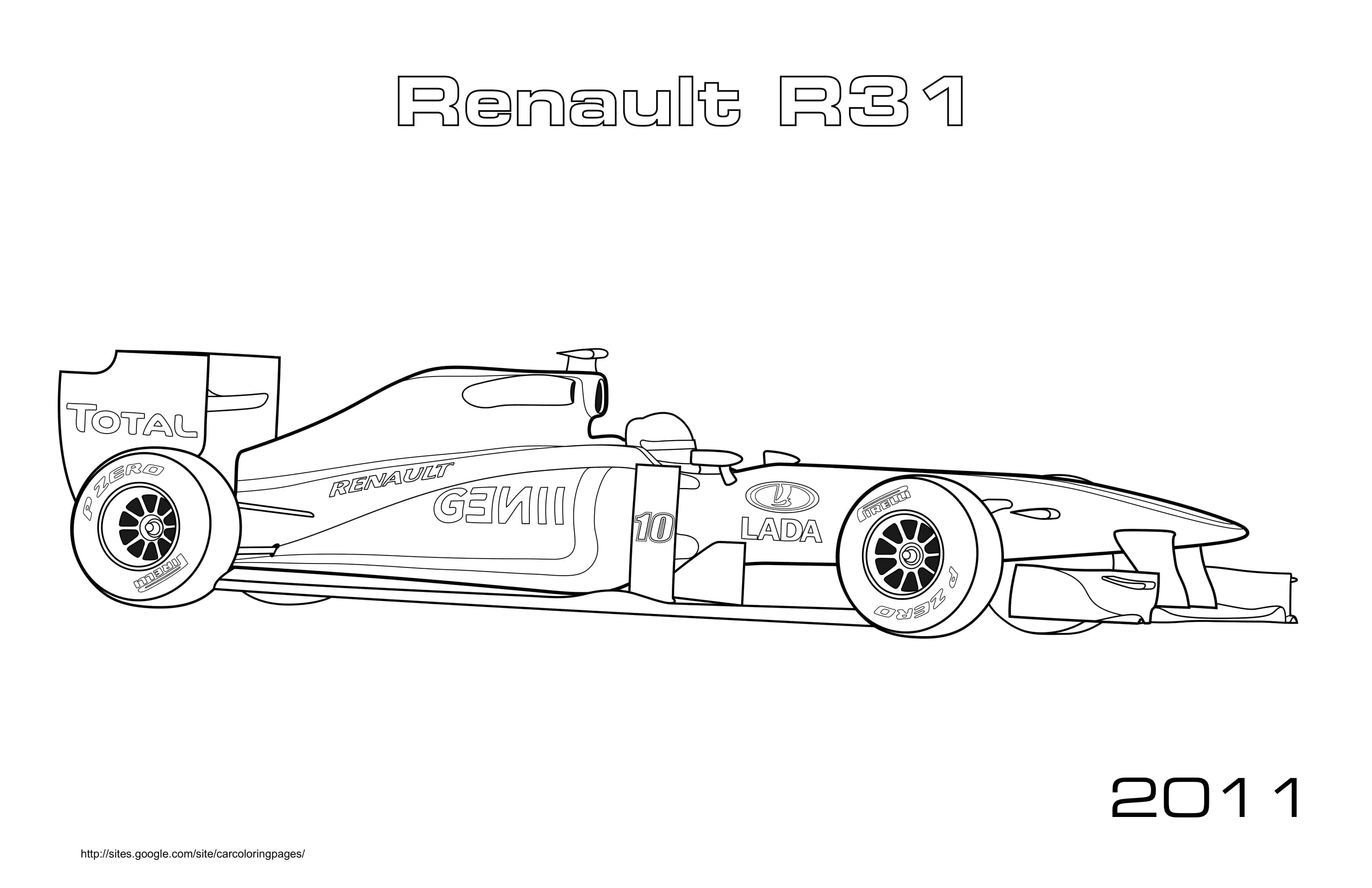 F1 Renault R31 2011 Coloring Page