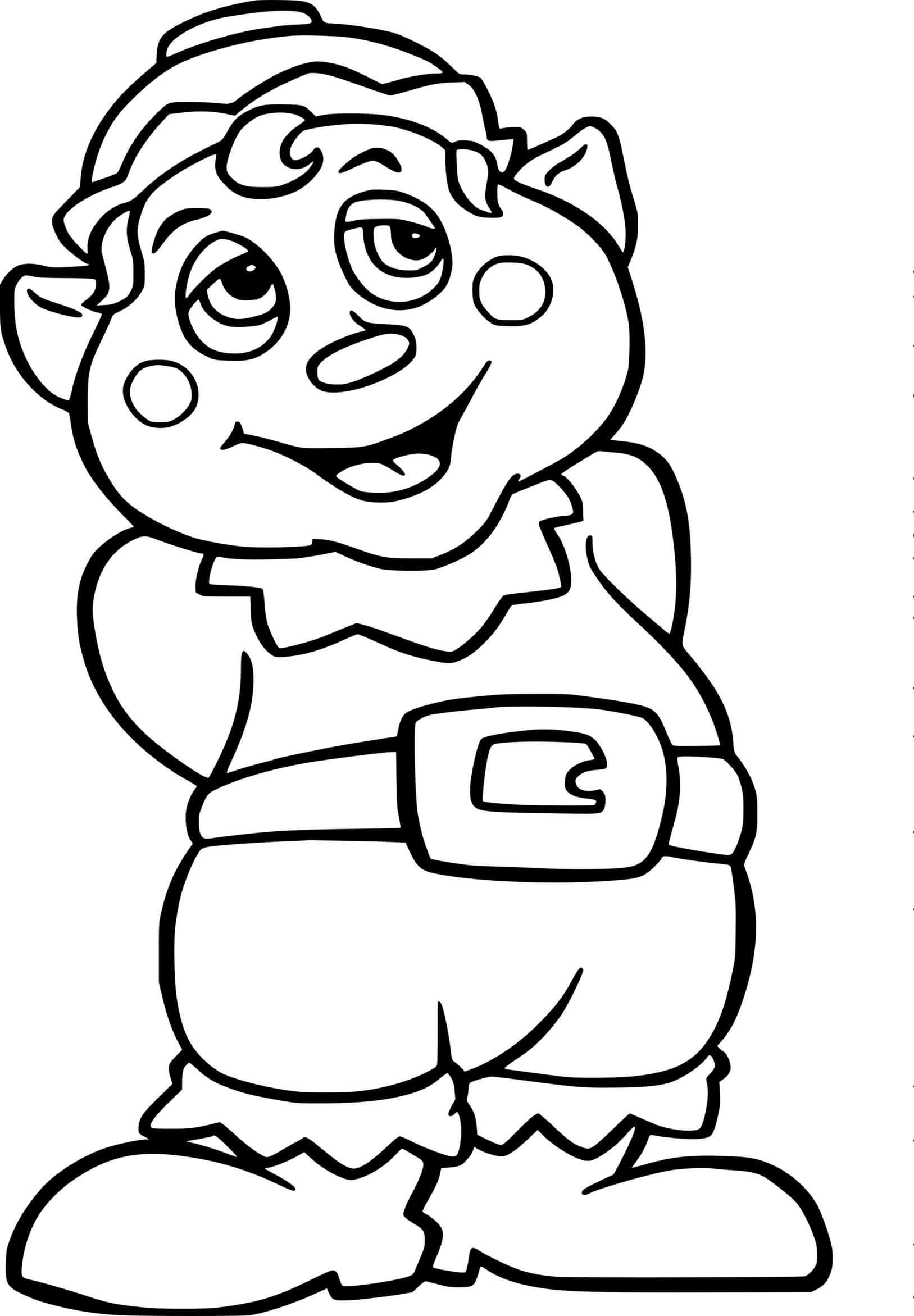 Fat Shy Elf Coloring Page