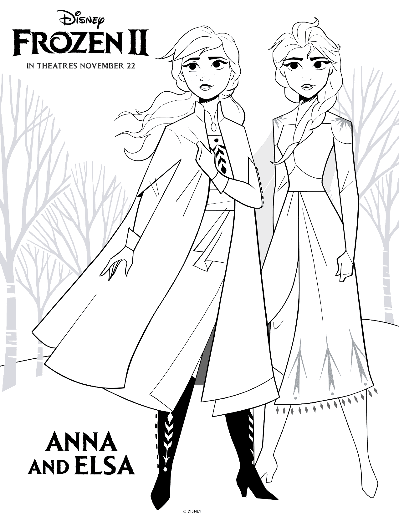 Frozen 2 Anna And Elsa Coloring Page