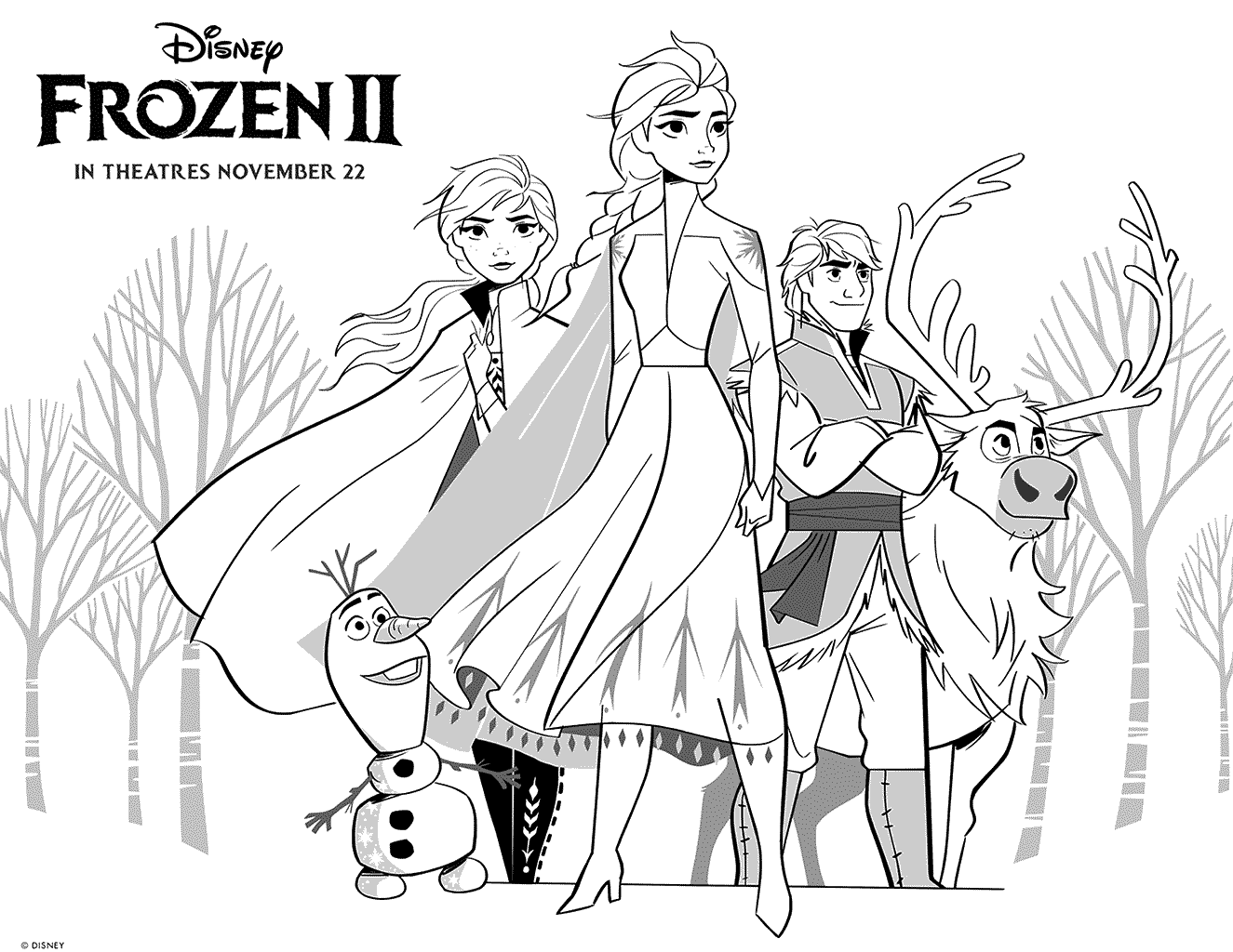 Frozen 2 Princess Girls Coloring Page