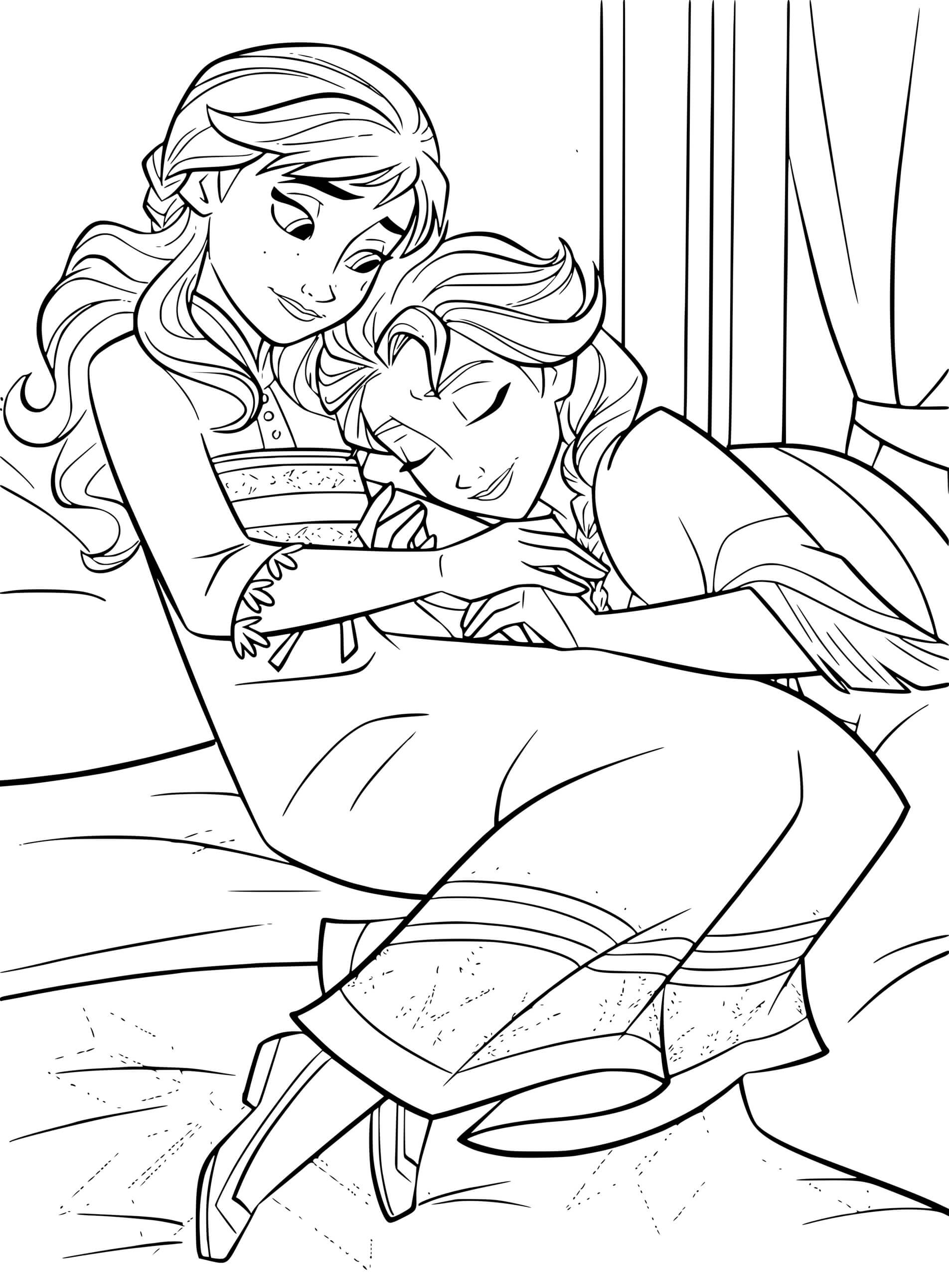 Frozen 2 Sister Anna And Elsa Coloring Page