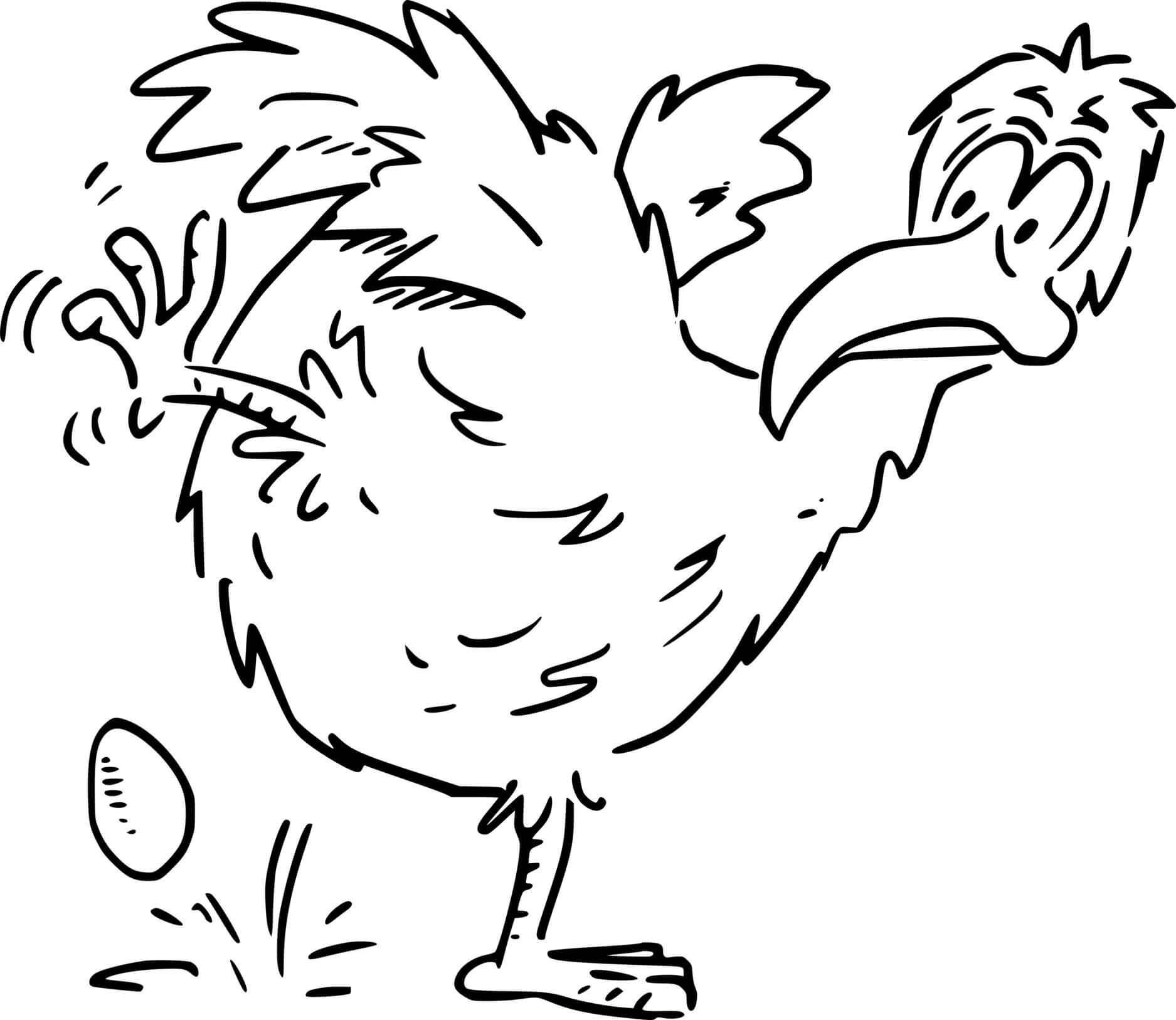 Funny Hen And One Egg Coloring Page