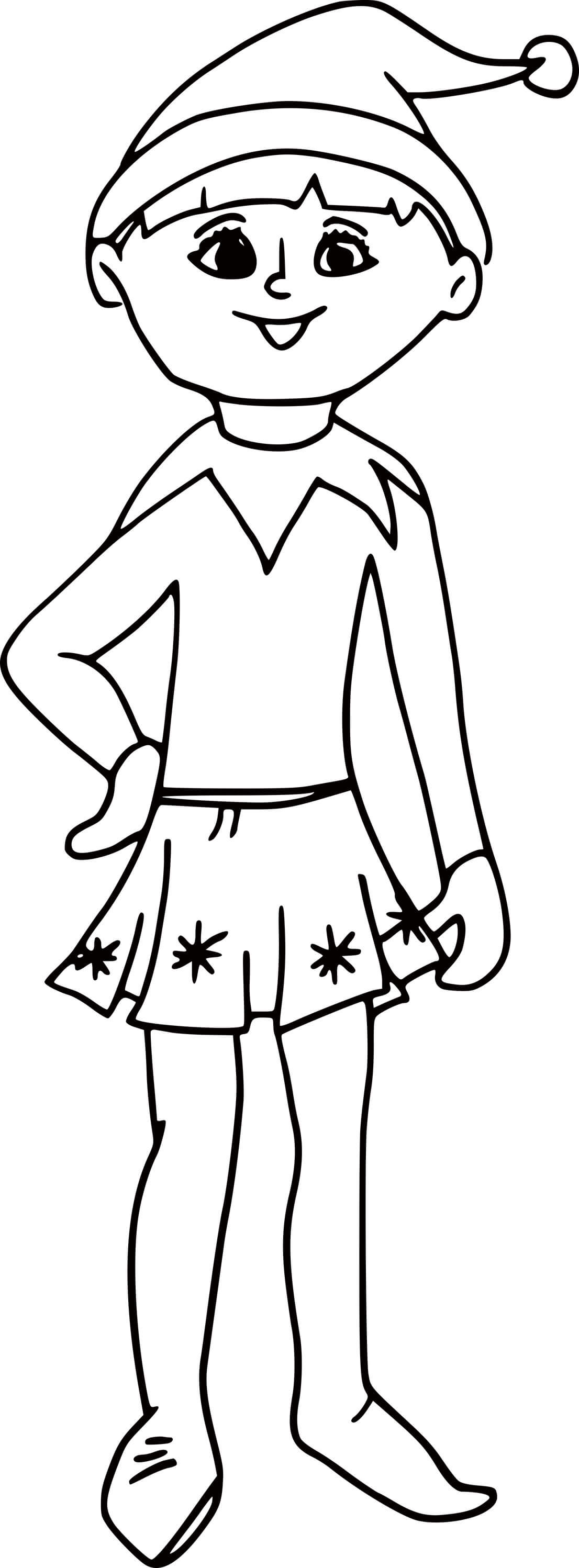 Girl Elf Standing Coloring Page