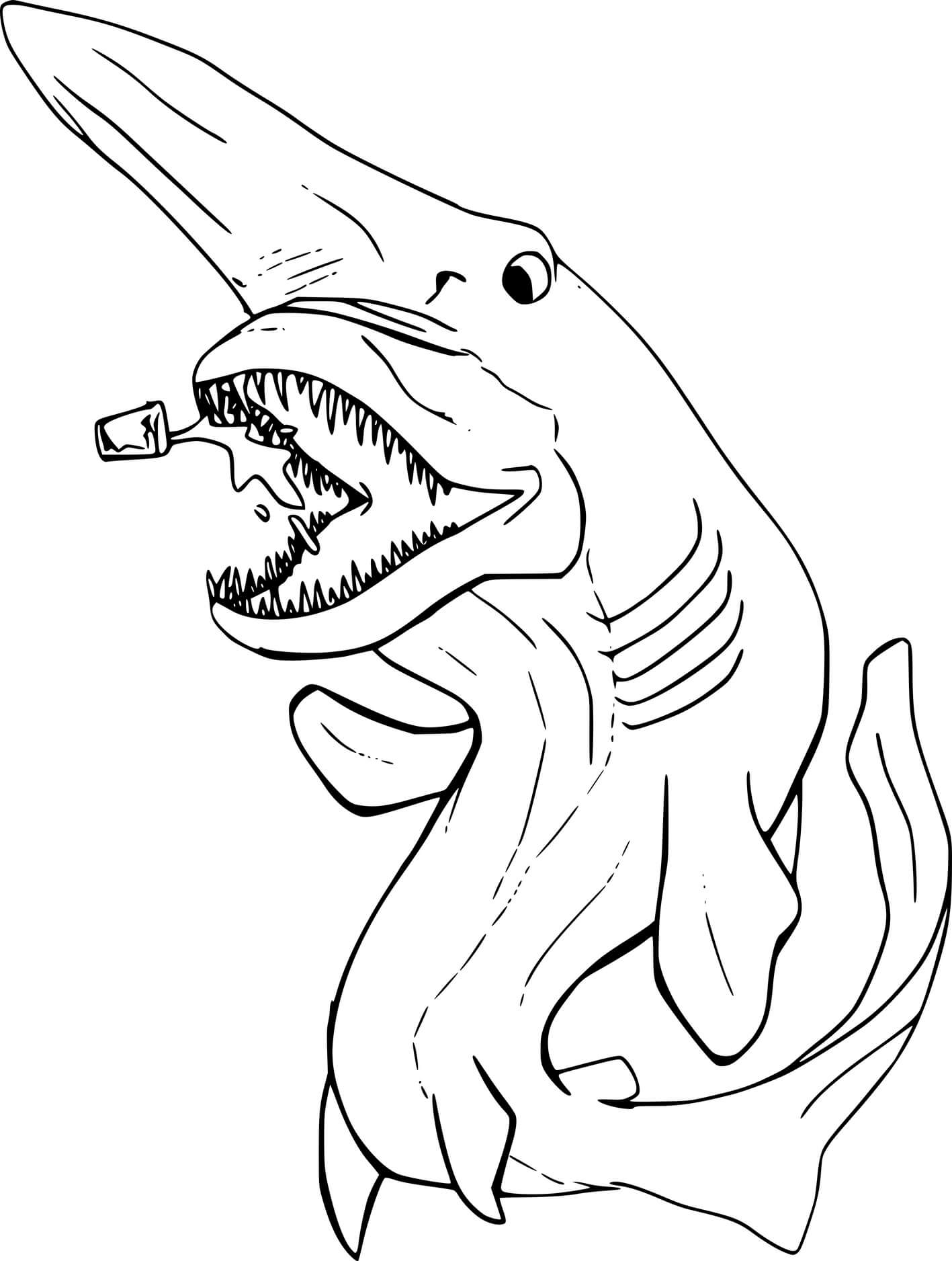 Goblin Shark Drinking Beer Coloring Page