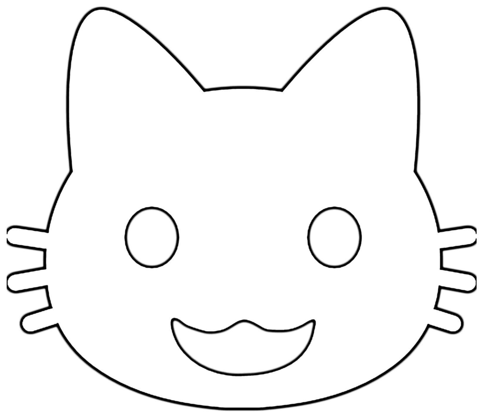Google Emoji Smiling Cat Coloring Page