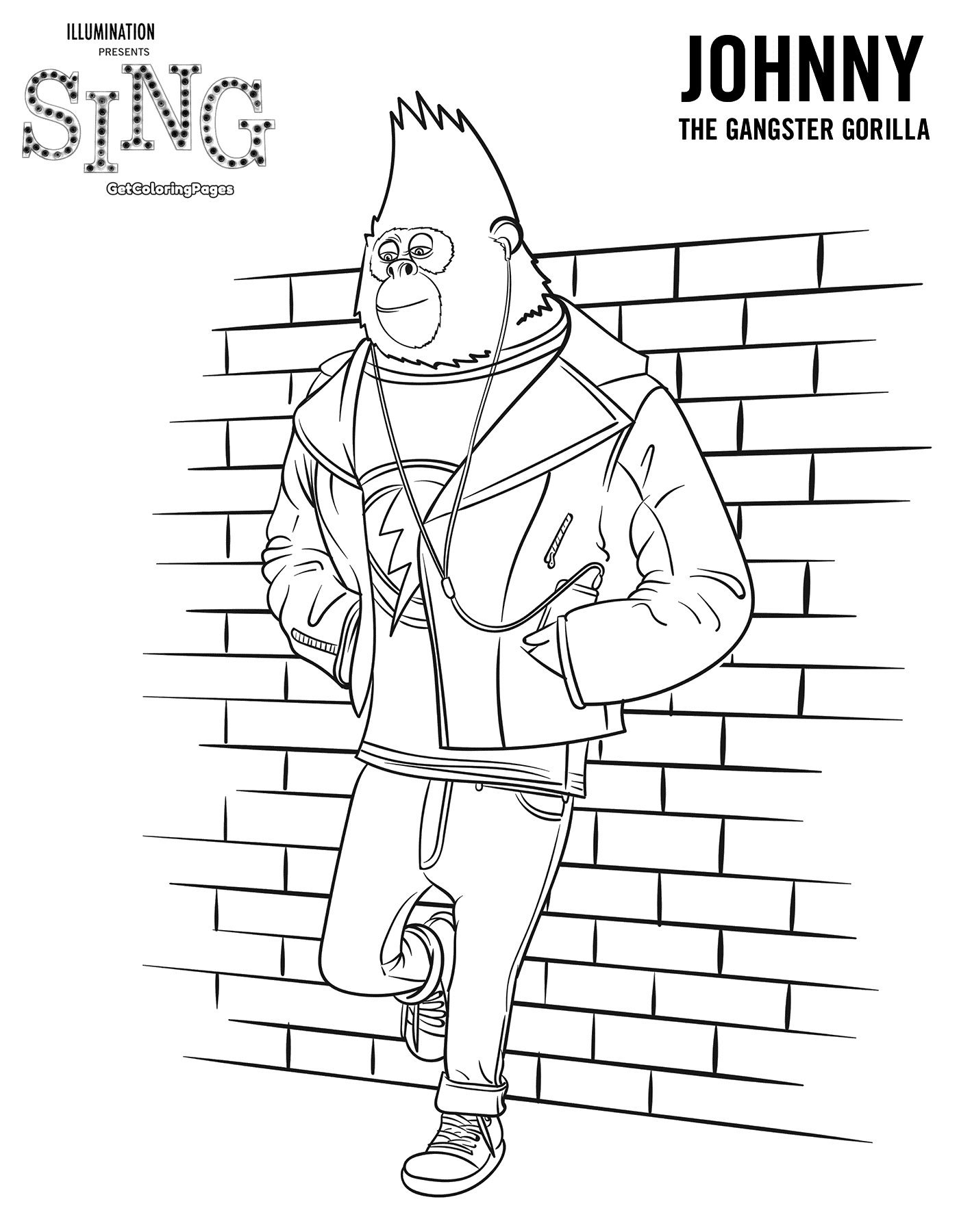 Gorilla Sing Movie Colouring Pages
