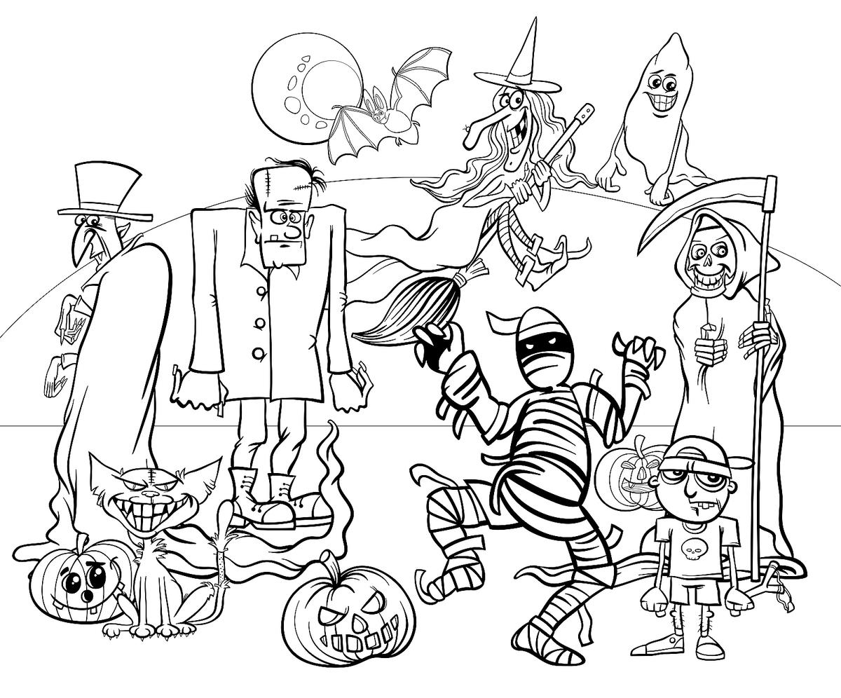 Halloween Characters For Kids Fun Coloring Pages   Coloring Cool