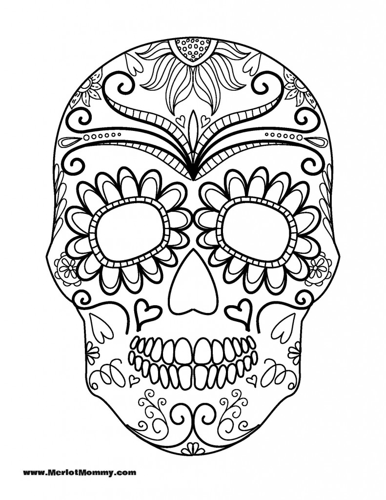 Halloween Coloring Page Sugar Skull