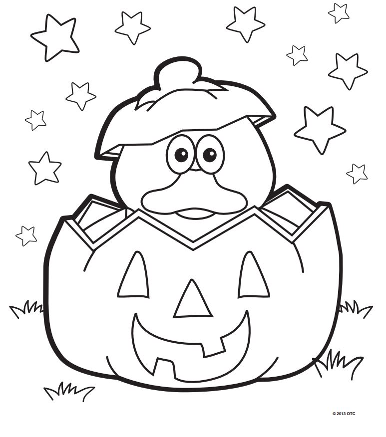 Halloween Duck Pumpkin Coloring Page