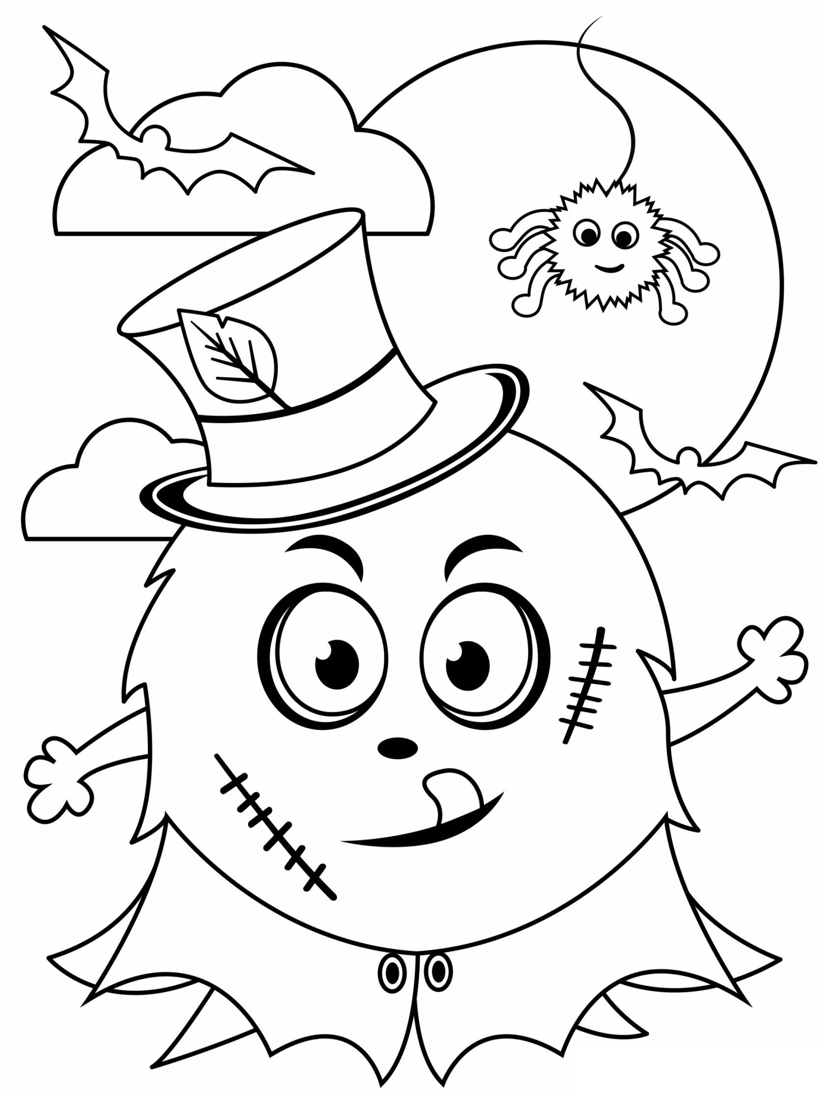 Halloween Monster Cute Kids Coloring Page