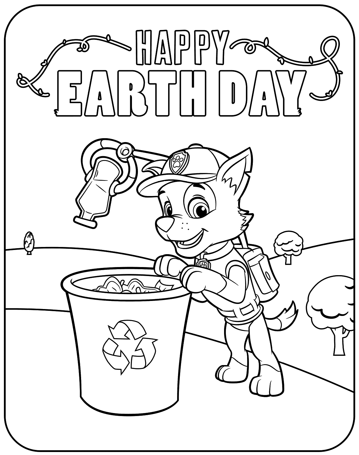 Happy Earth Day Coloring Page
