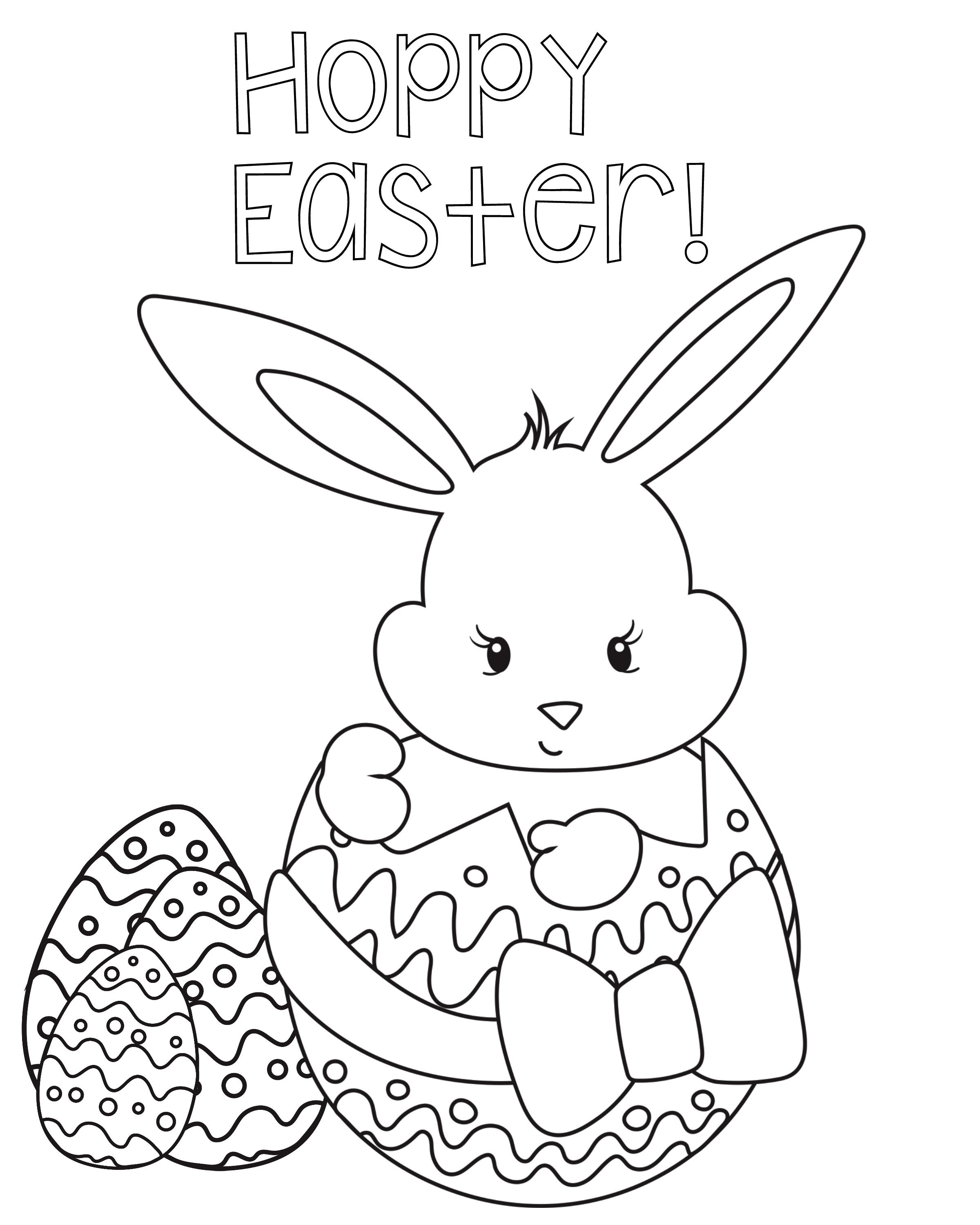 Happy Easter Egg Rabbit Coloring Page