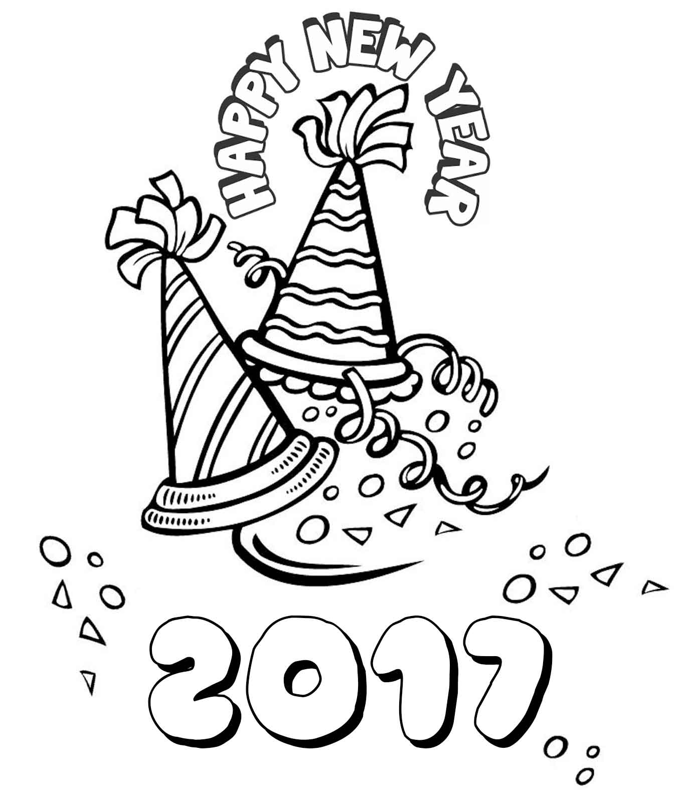 Happy New Year 2017 2 Coloring Page