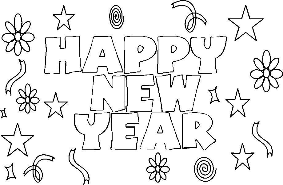Happy New Year 3 Coloring Page