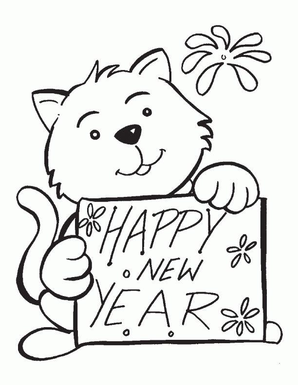 Happy New Year Buddy Coloring Page Coloring Page