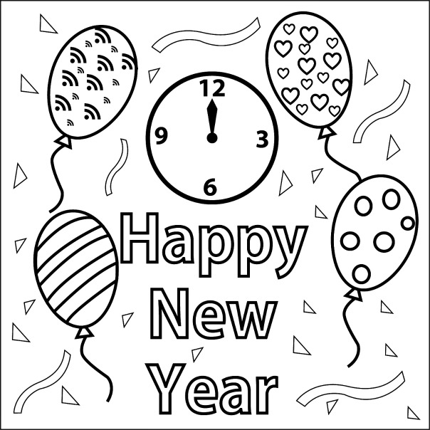 Happy New Year Coloring Book Coloring Page