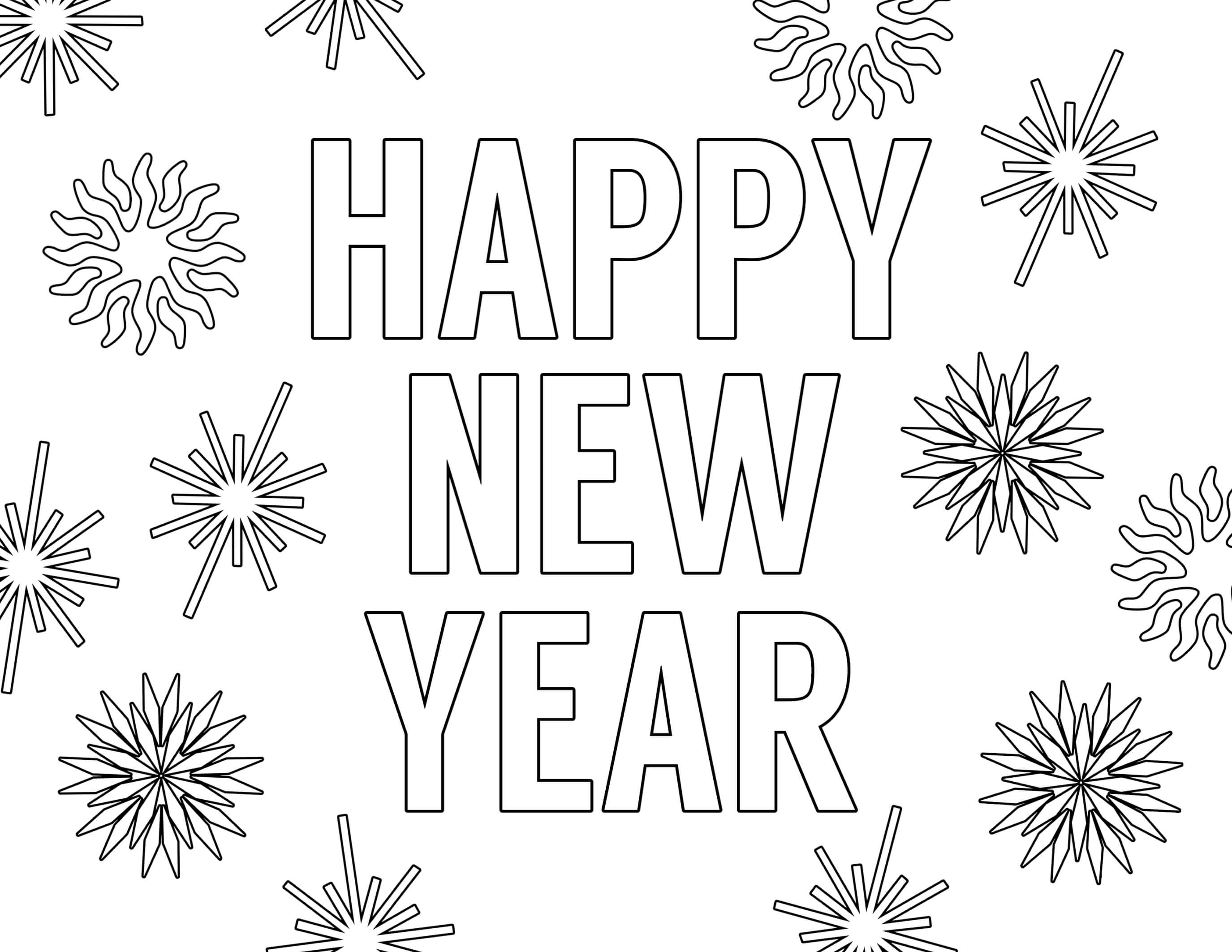Happy New Year Love And Health Coloring Page