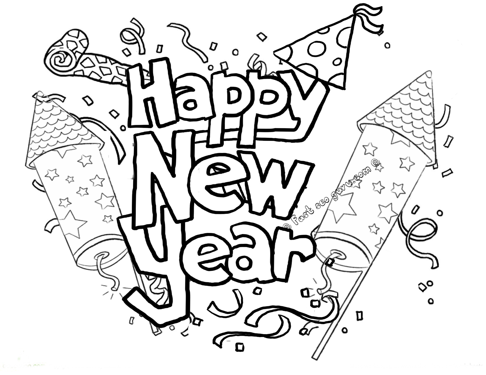 Happy New Year Printable 2 Coloring Page