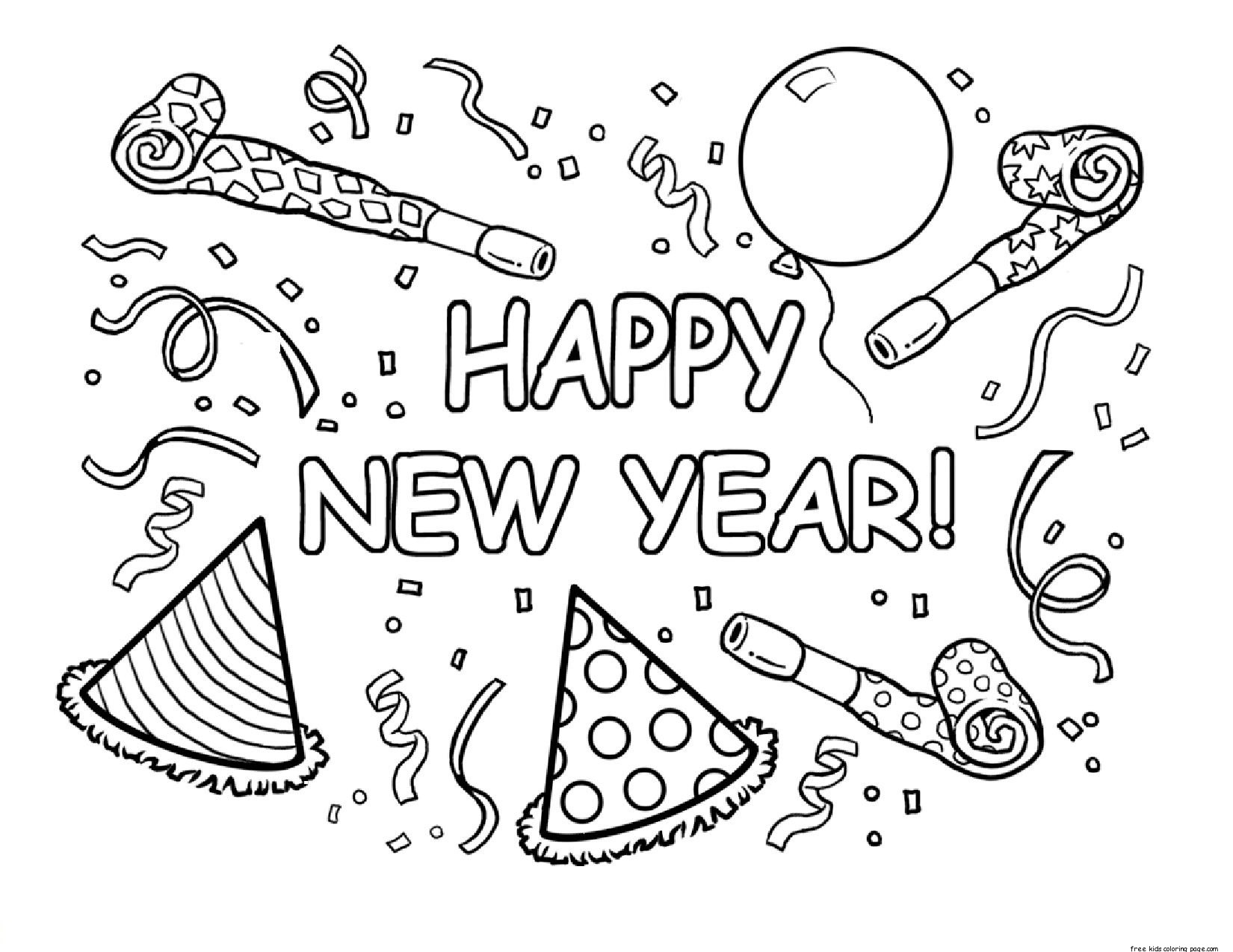 Happy New Year Printable Coloring Page