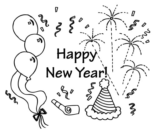 Happy New Year Wallpapers Coloring Page