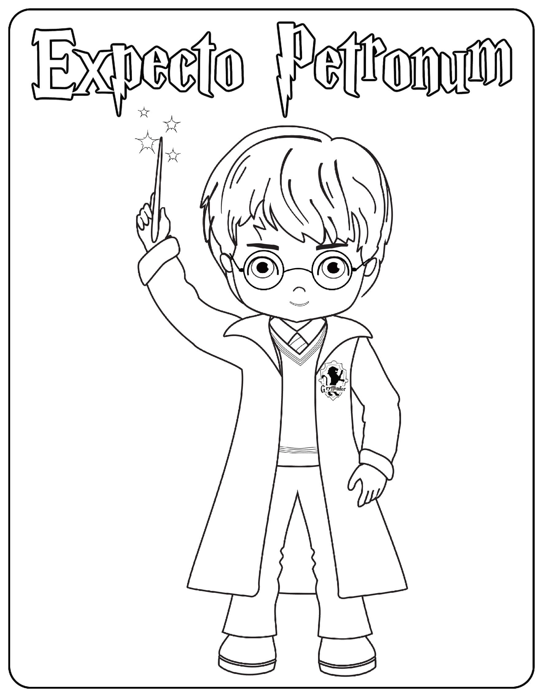 Harry Casting Spell Coloring Page
