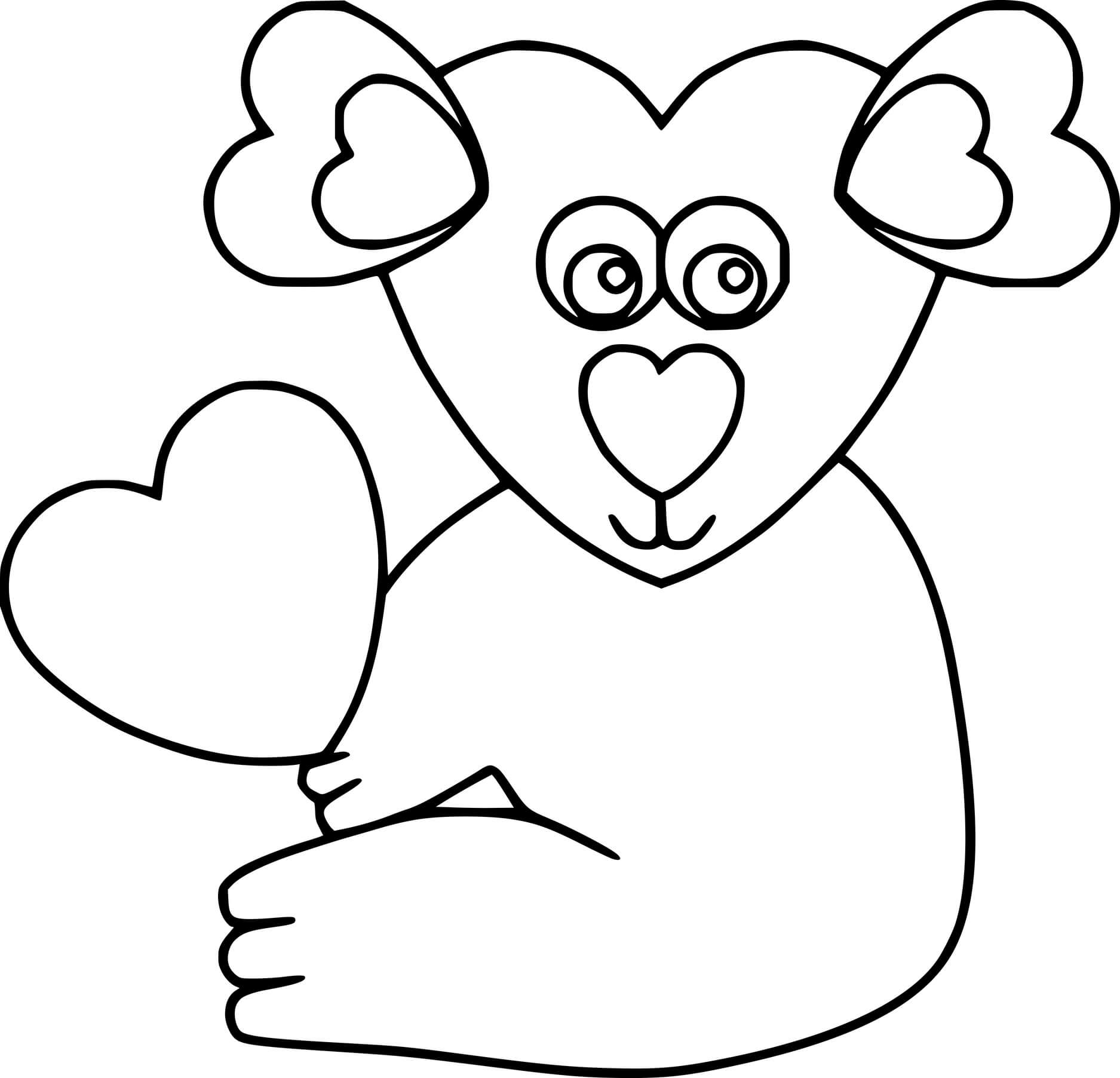 Heart Shaped Koala Coloring Page